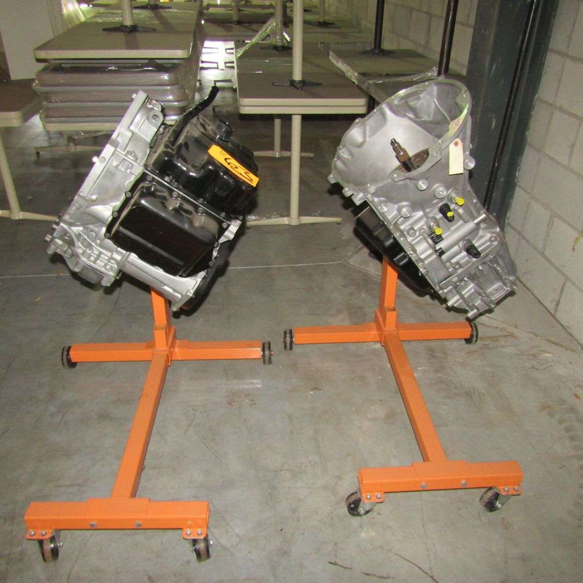 (2) Engine Stands with Mounted Transmissions