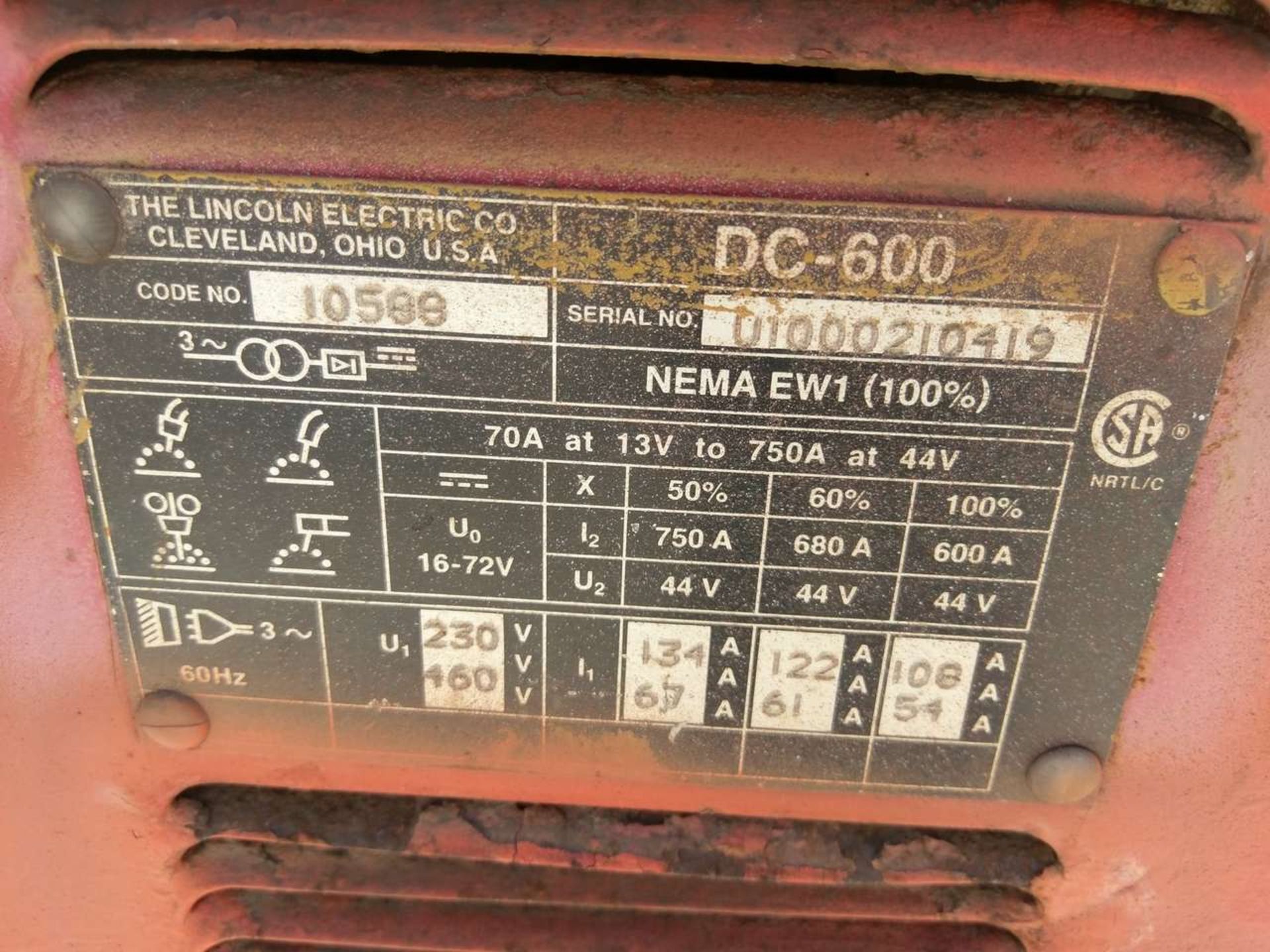 Lincoln Electric IdealArc DC600 Welding Power Source - Image 5 of 5