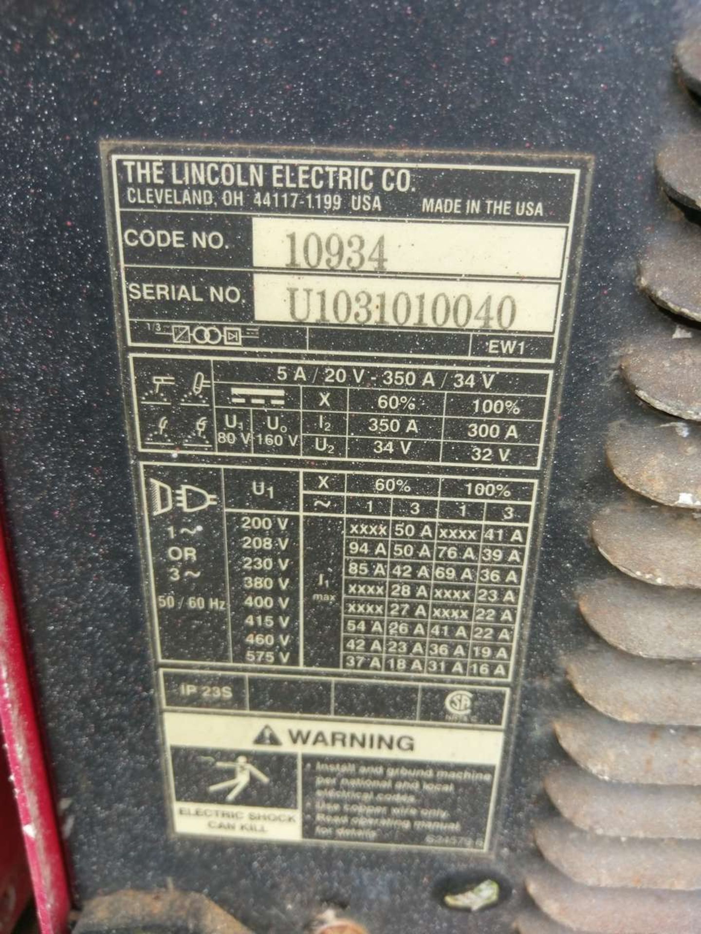 Lincoln Electric Invertec V-350 Pro (4) Welding Power Source - Image 6 of 18