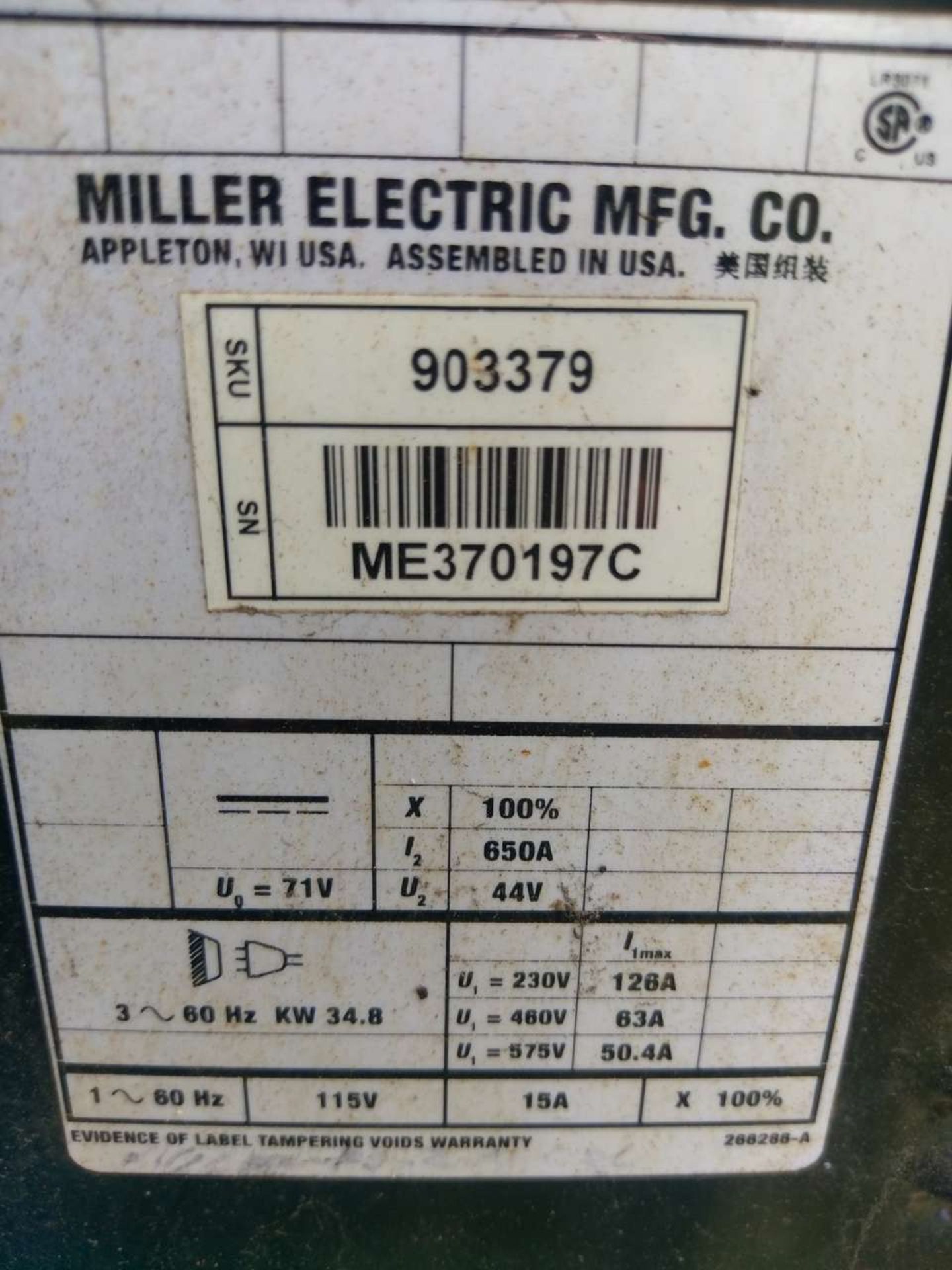 Miller Dimension 652 CC/CV DC Welding Power Source - Image 5 of 5