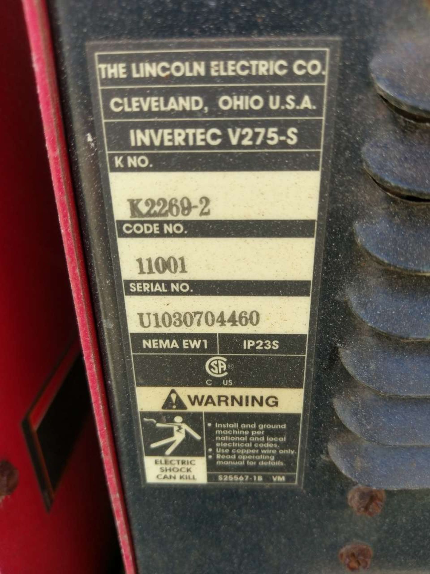 Lincoln Electric Invertec V-275 S (4) Welding Power Source - Image 13 of 16