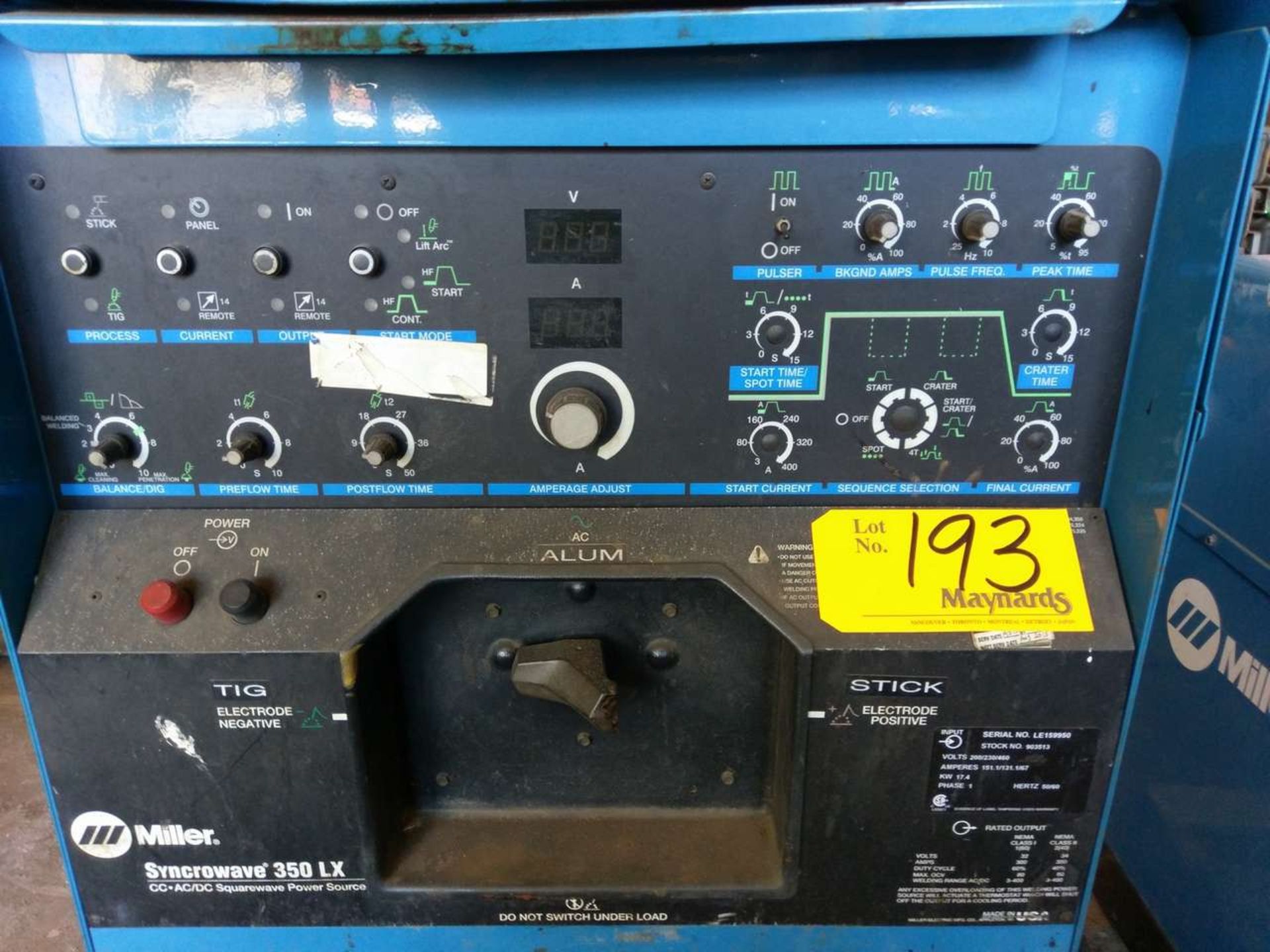 Miller Syncrowave 350LX CC AC/DC Square Wave Welding Power Source - Image 2 of 6