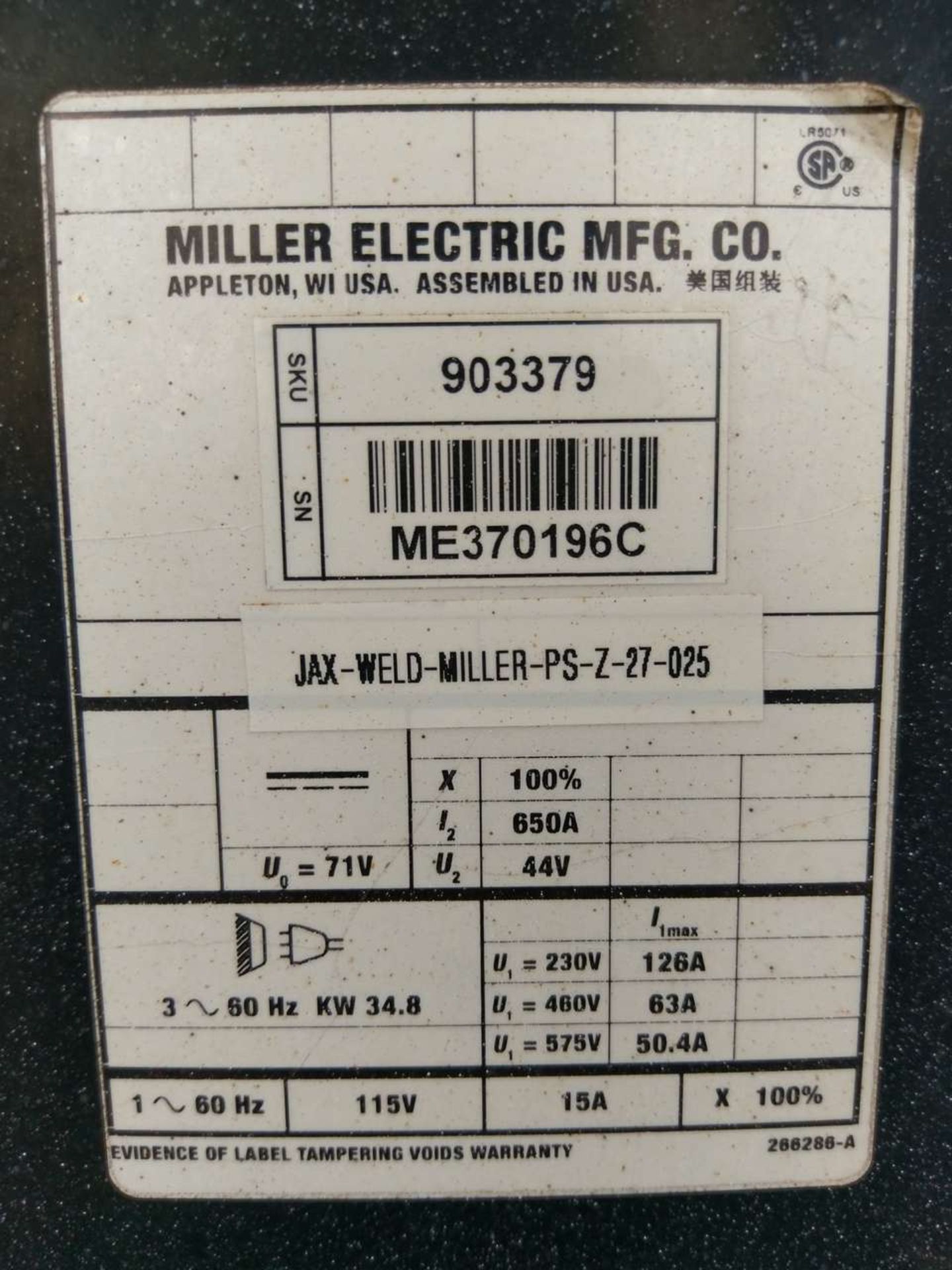 Miller Dimension 652 (2) CC/CV DC Welding Power Sources - Image 6 of 11