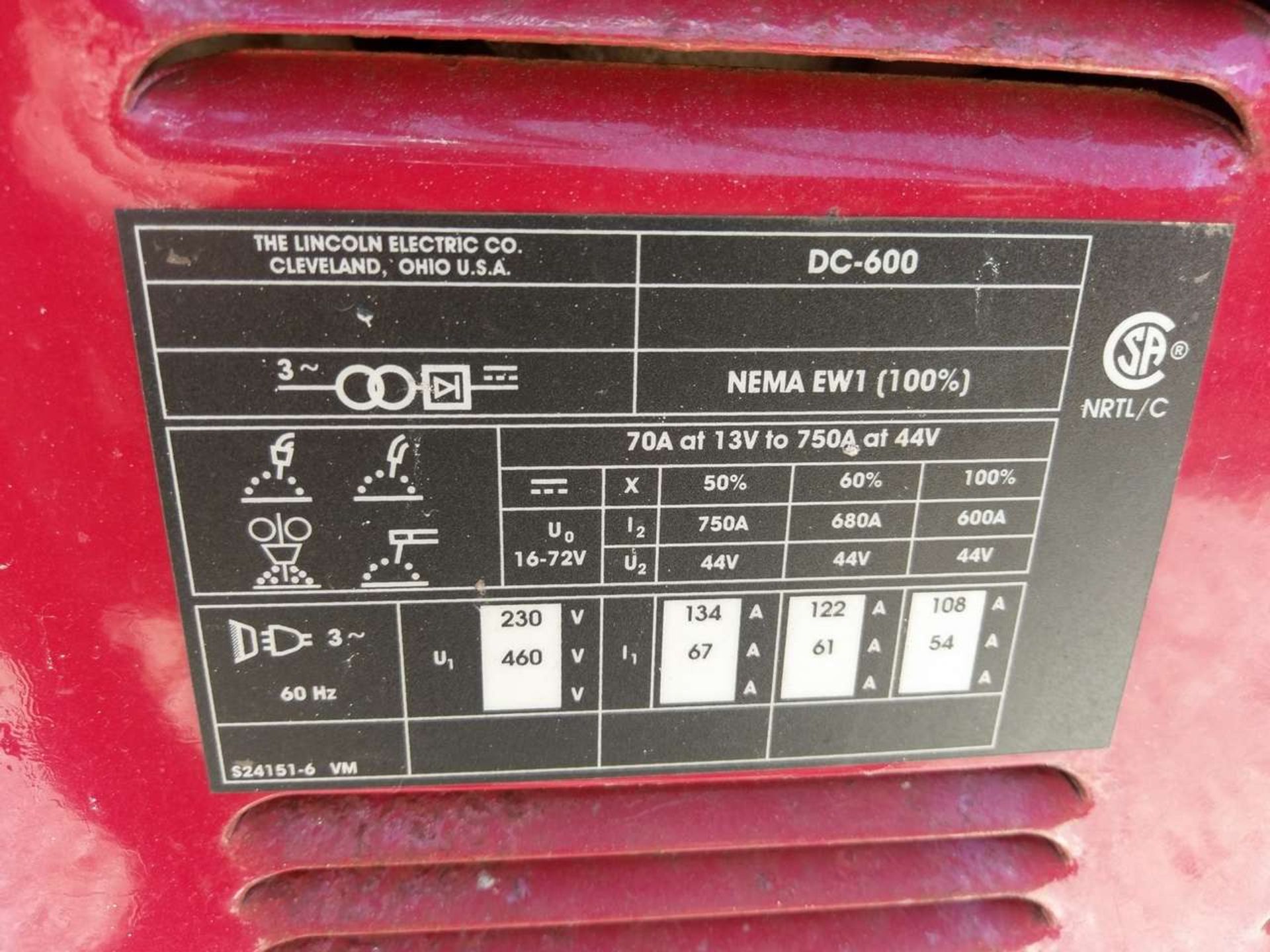 Lincoln Electric IdealArc DC600 Welding Power Source - Image 5 of 6