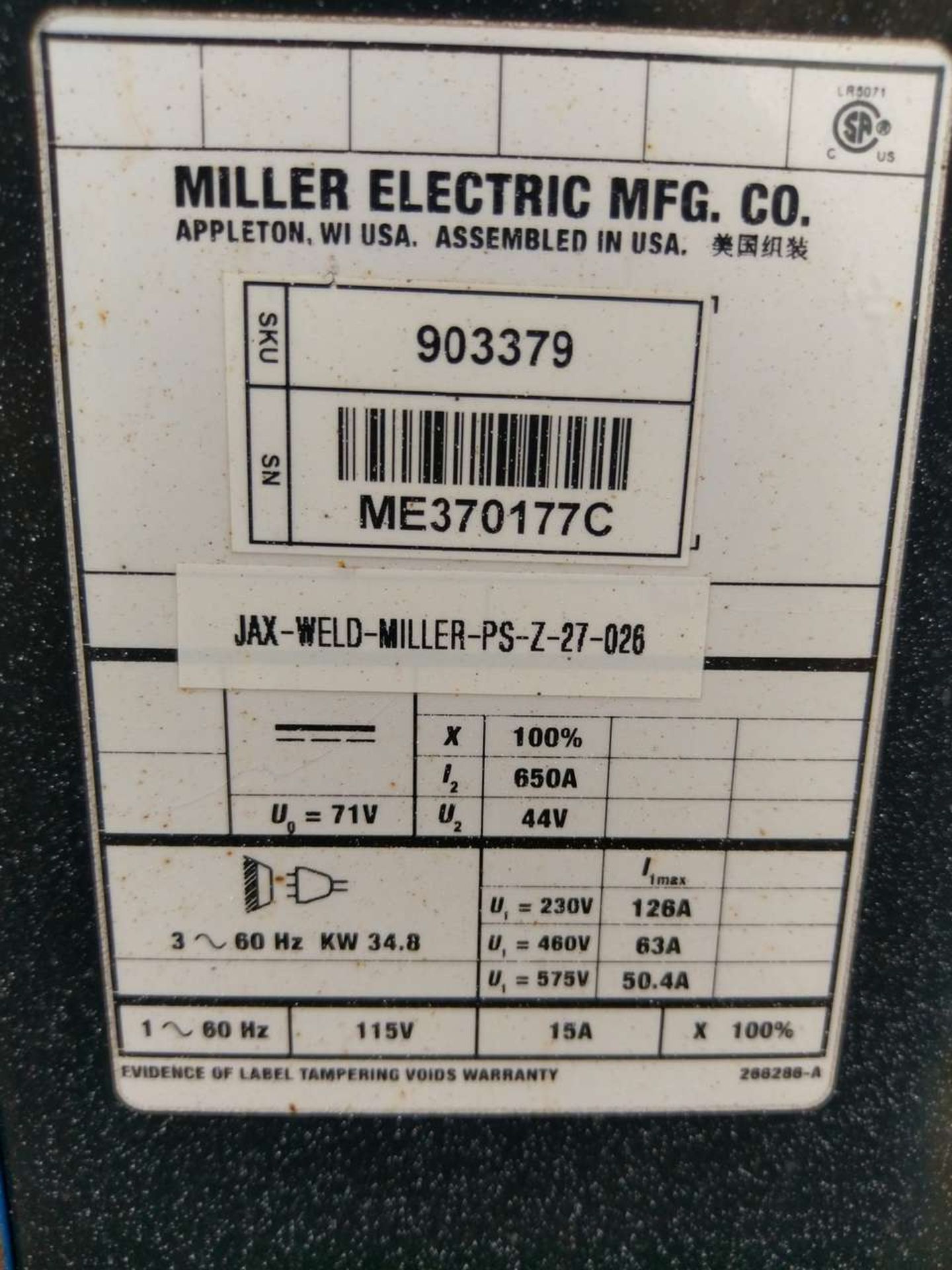 Miller Dimension 652 (2) CC/CV DC Welding Power Sources - Image 11 of 11