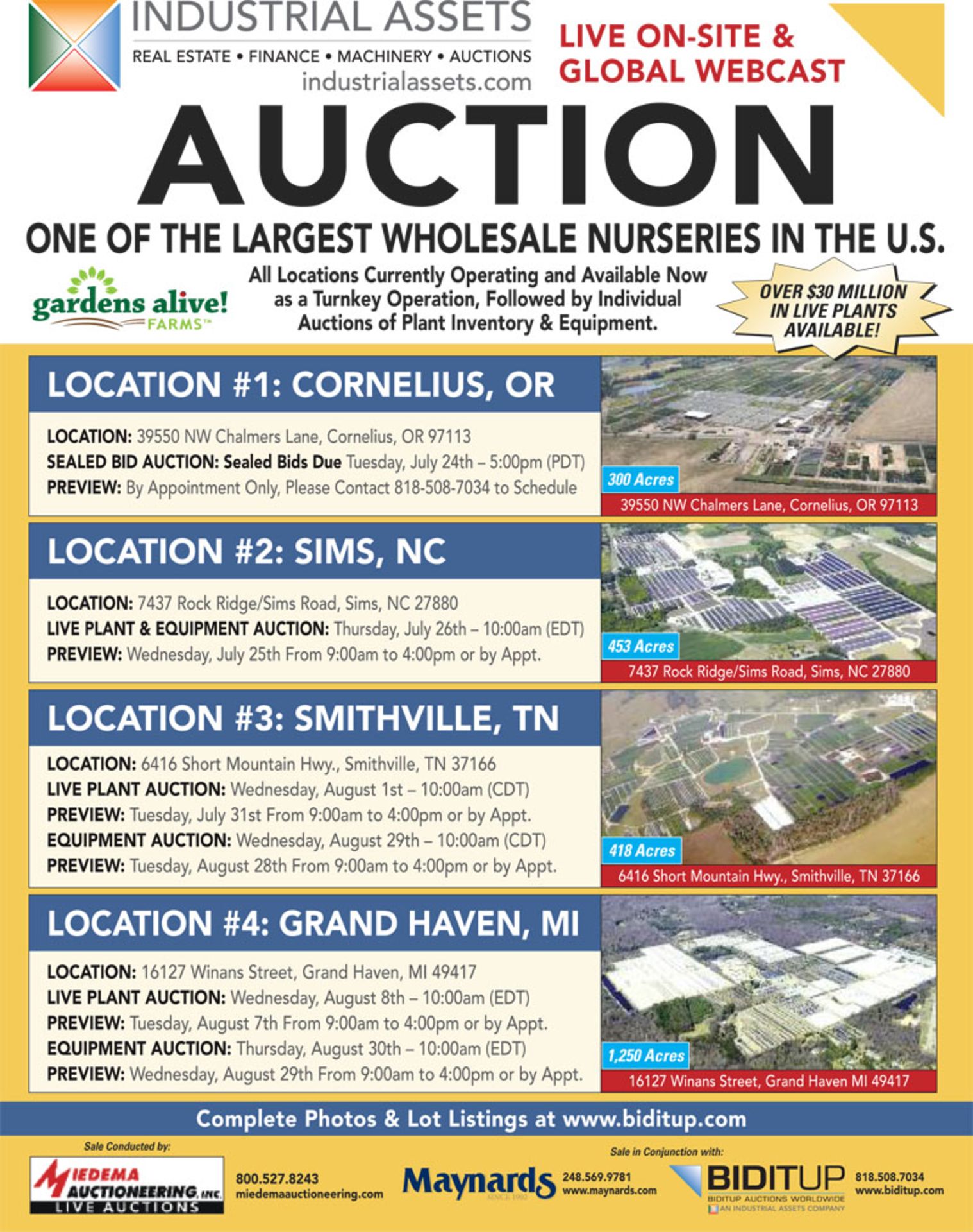 Upcoming Onsite/Online Auction - 8/29 10am CDT - GARDENS ALIVE FARMS – TN (EQUIPMENT) - EQUIPMENT