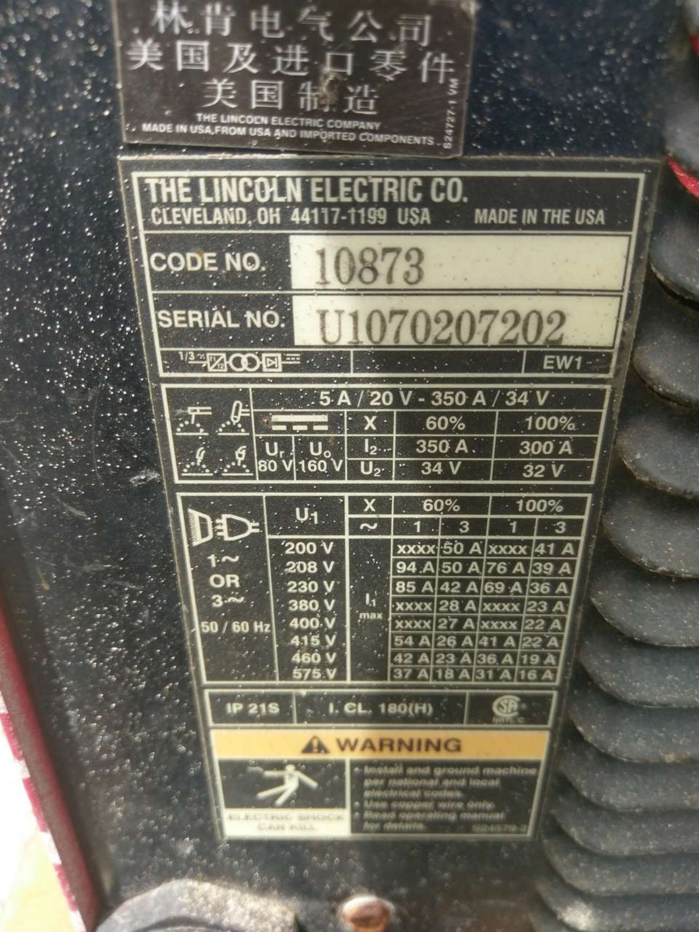 Lincoln Electric Invertec V-350 Pro (4) Welding Power Source - Image 18 of 18