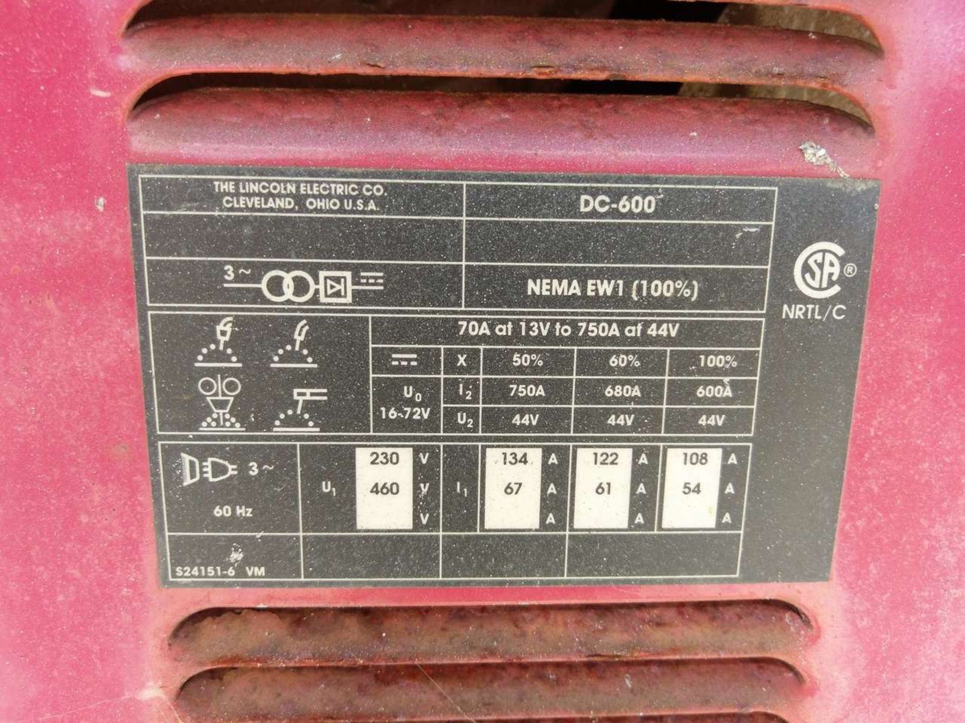 Lincoln Electric IdealArc DC600 Welding Power Source - Image 5 of 6