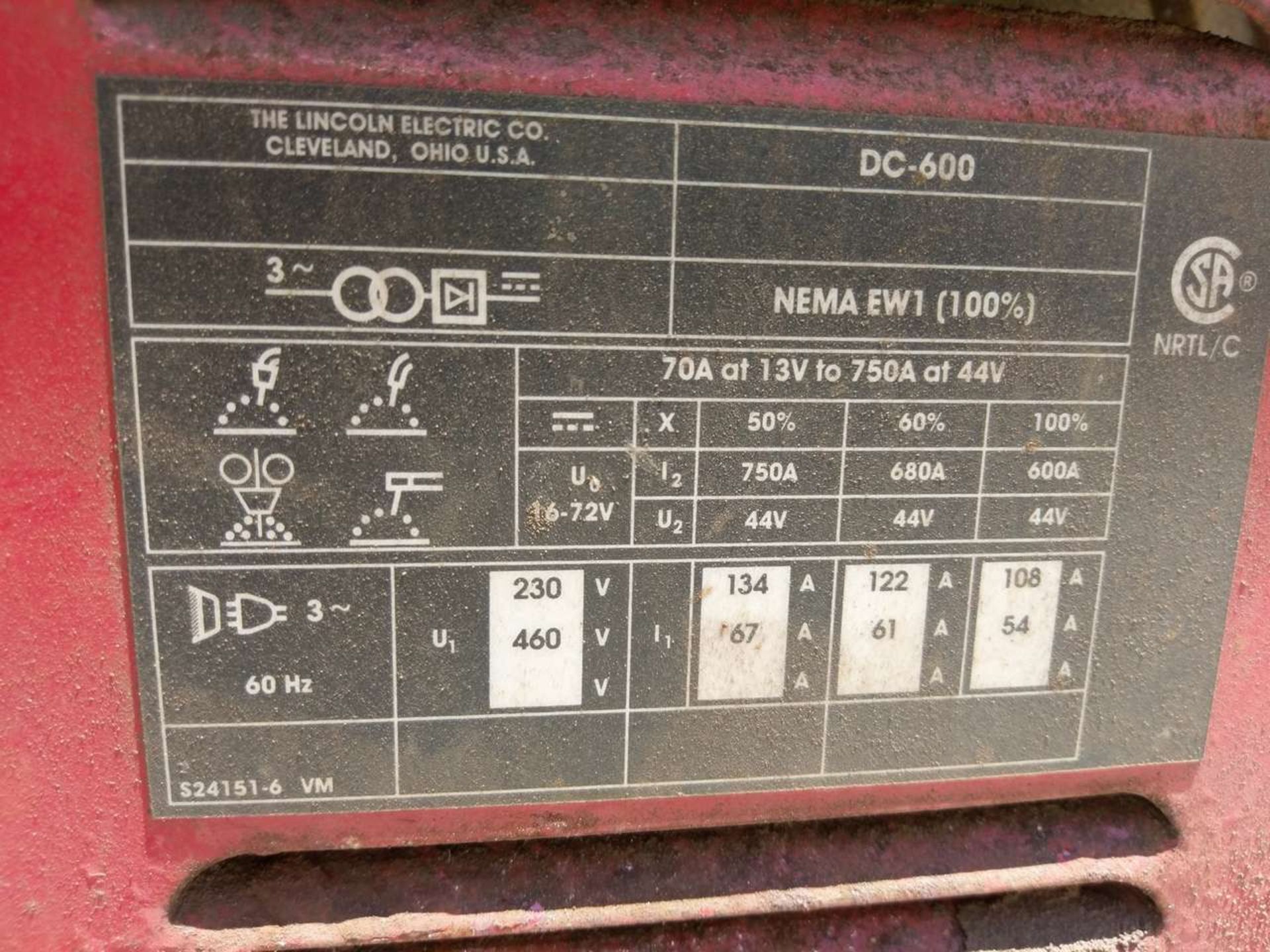 Lincoln Electric IdealArc DC600 Welding Power Source - Image 5 of 6