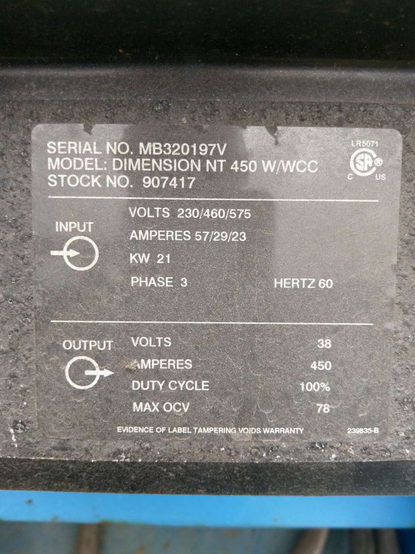 Miller Dimension NT 450 WCC (4) CC/CV DC Welding Power Sources - Image 11 of 22