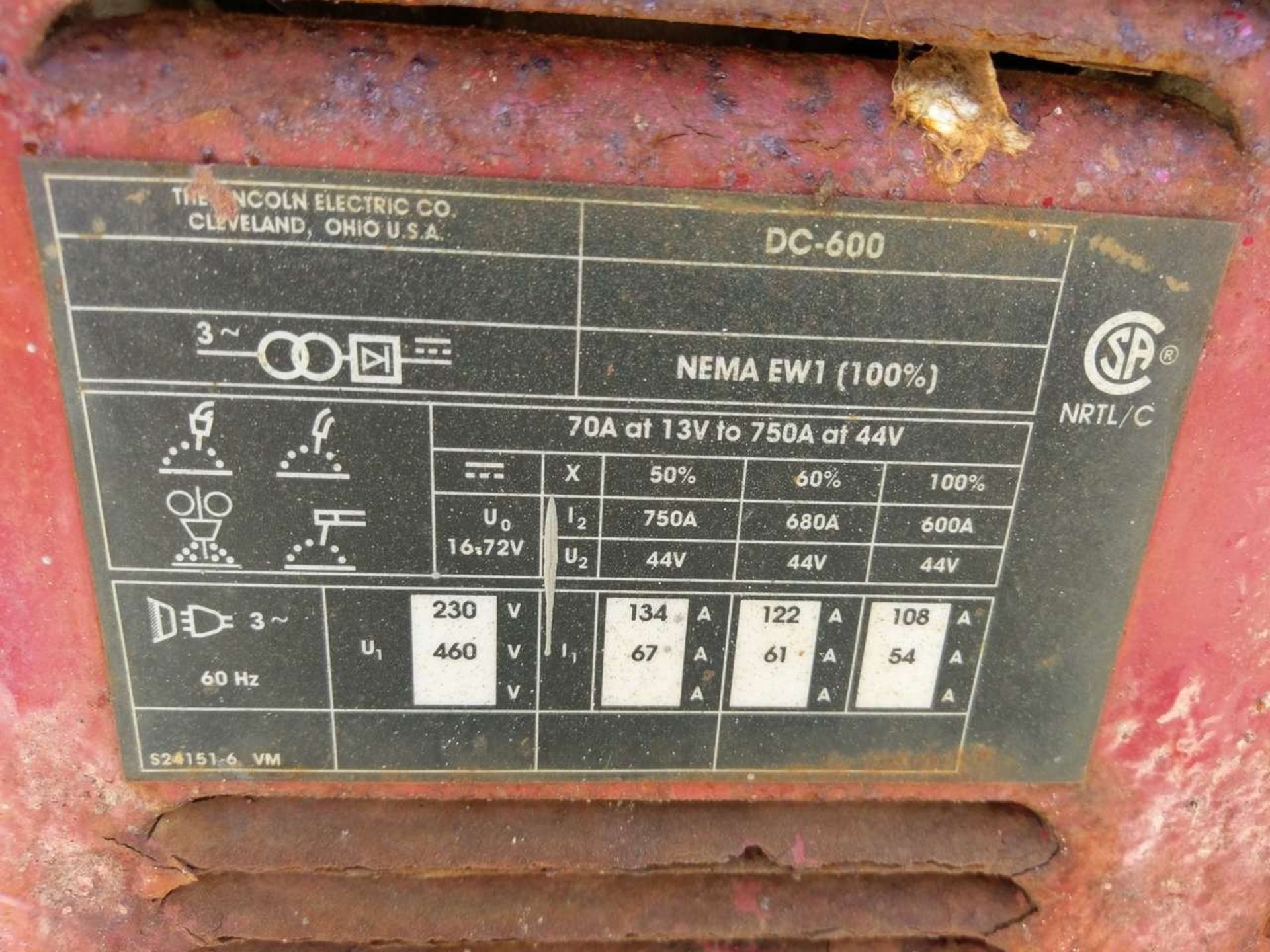 Lincoln Electric IdealArc DC600 Welding Power Source - Image 5 of 6