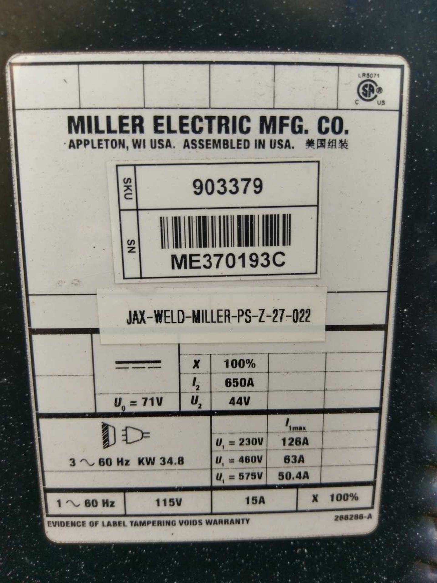 Miller Dimension 652 (2) CC/CV DC Welding Power Sources - Image 11 of 11