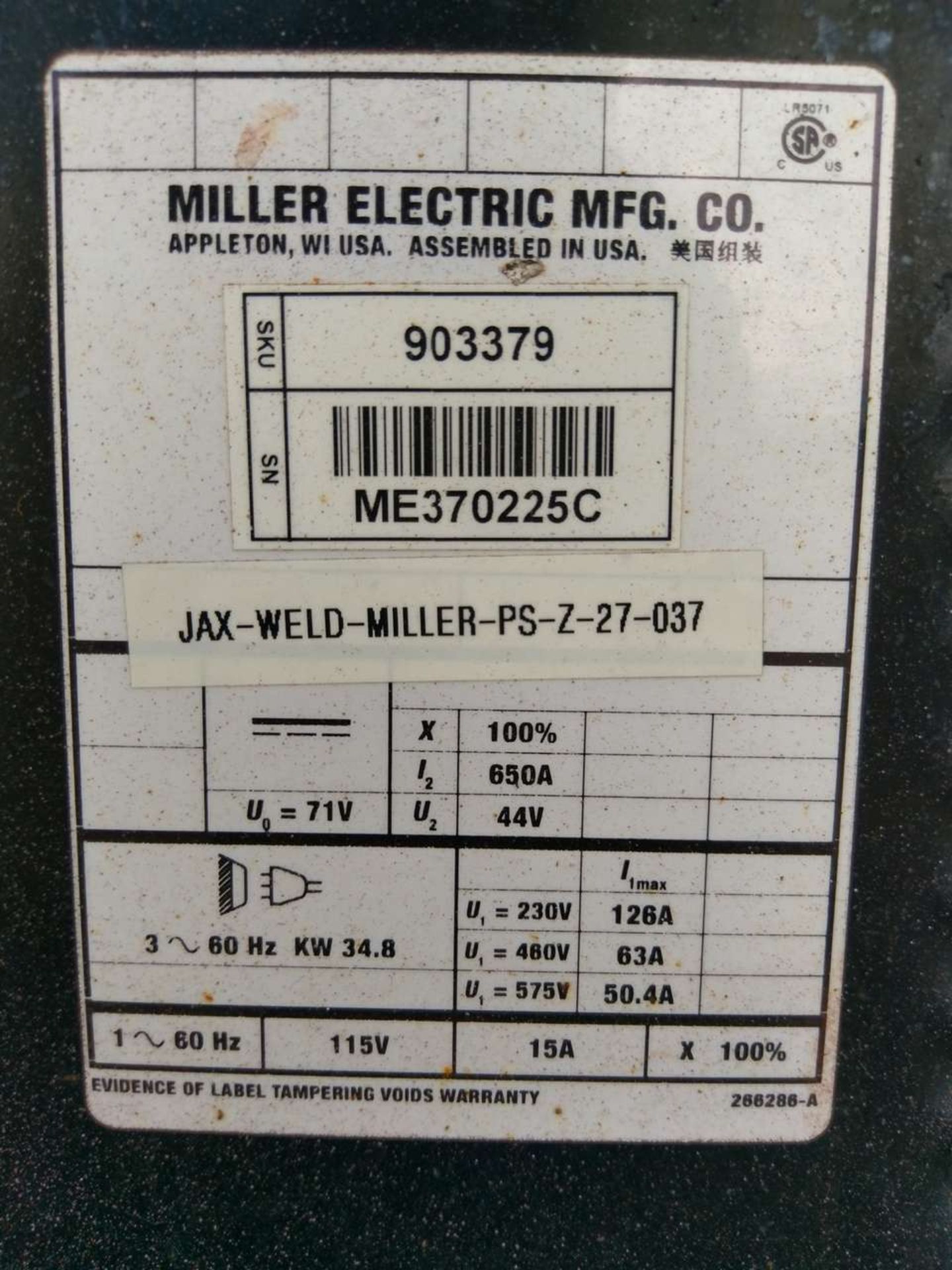 Miller Dimension 652 (2) CC/CV DC Welding Power Sources - Image 11 of 11