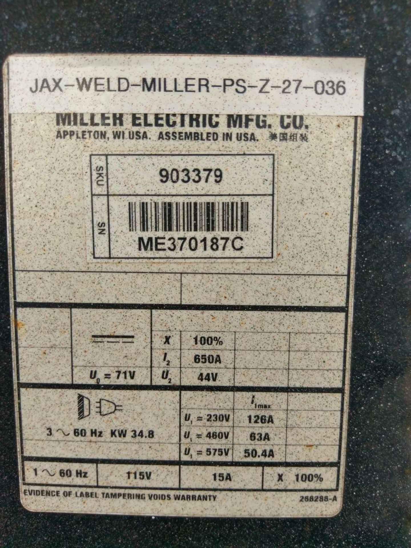 Miller Dimension 652 (2) CC/CV DC Welding Power Sources - Image 6 of 11