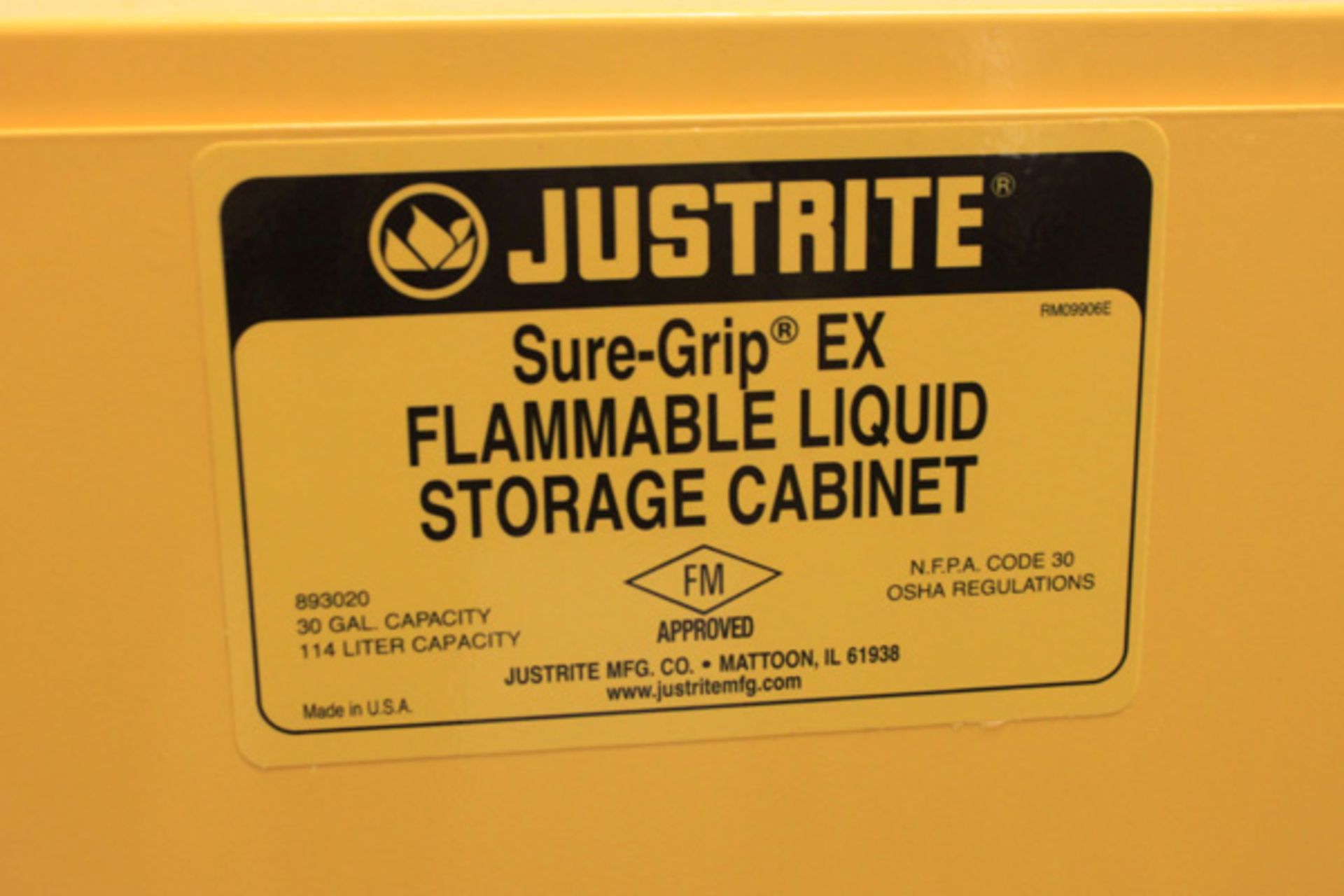 Justrite 30 Gal. Capacity Flammable Liquid Storage Cabinet (43" x 18" D x 44" H), Model 25302 - Image 2 of 2