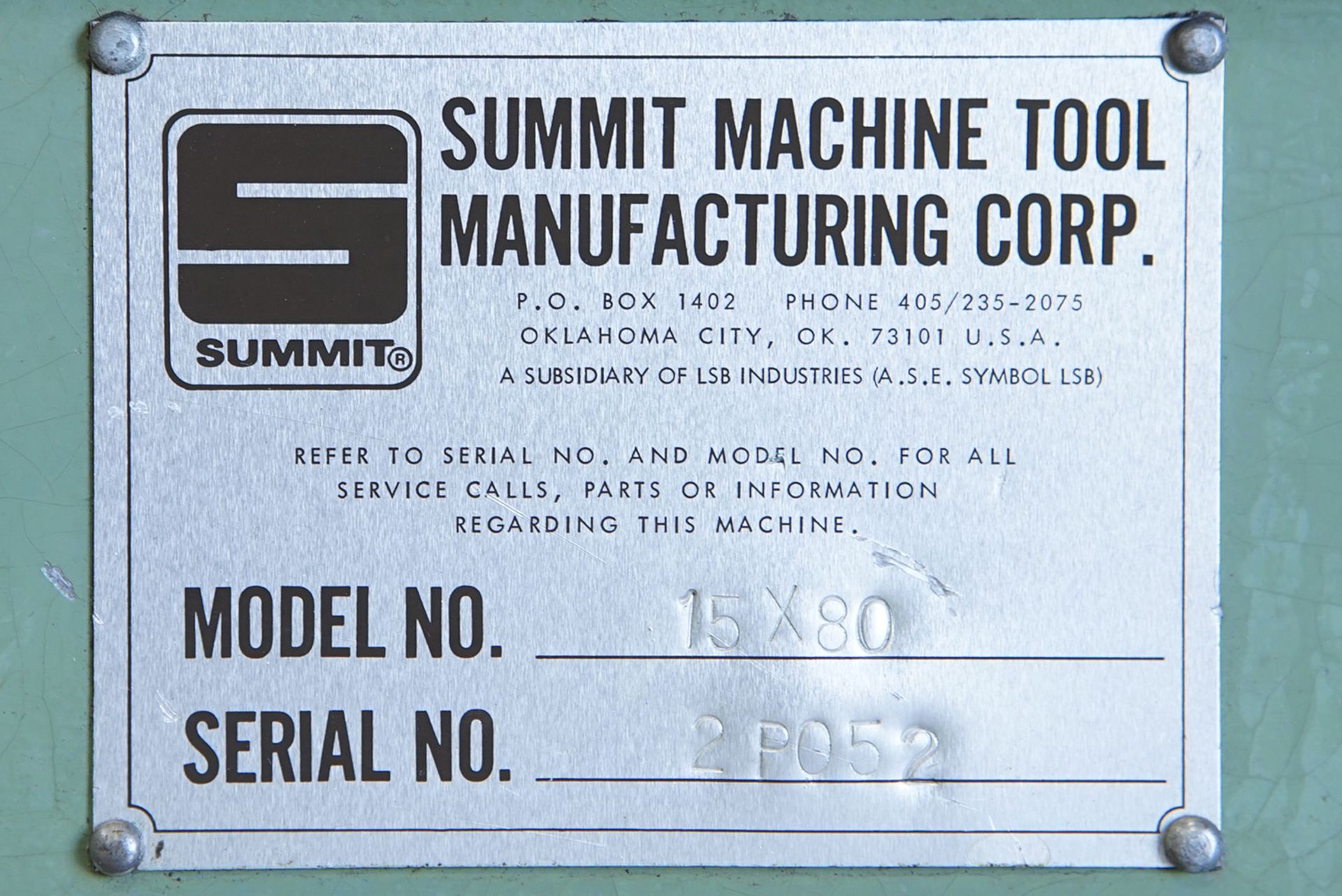 Summit Lathe, 16”/24” x 80”, 3-Jaw Chuck, Taper Attachment, S/N B400/2000 (4536) - Image 13 of 13