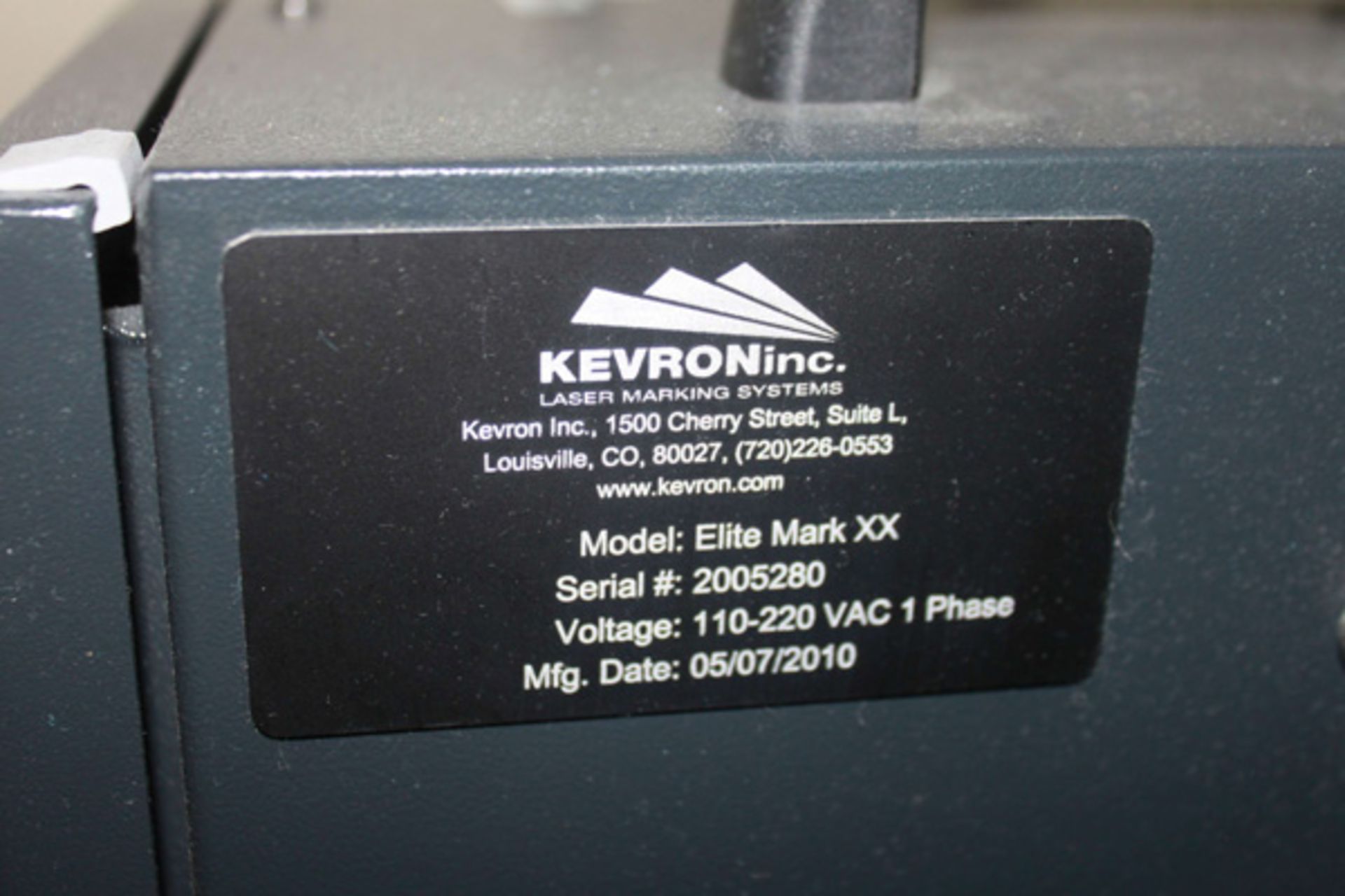 (2010) Kevron Elite Mark XX Laser Marking System, S/N 2005280, BOFA Advantage Laser Fume - Image 4 of 7