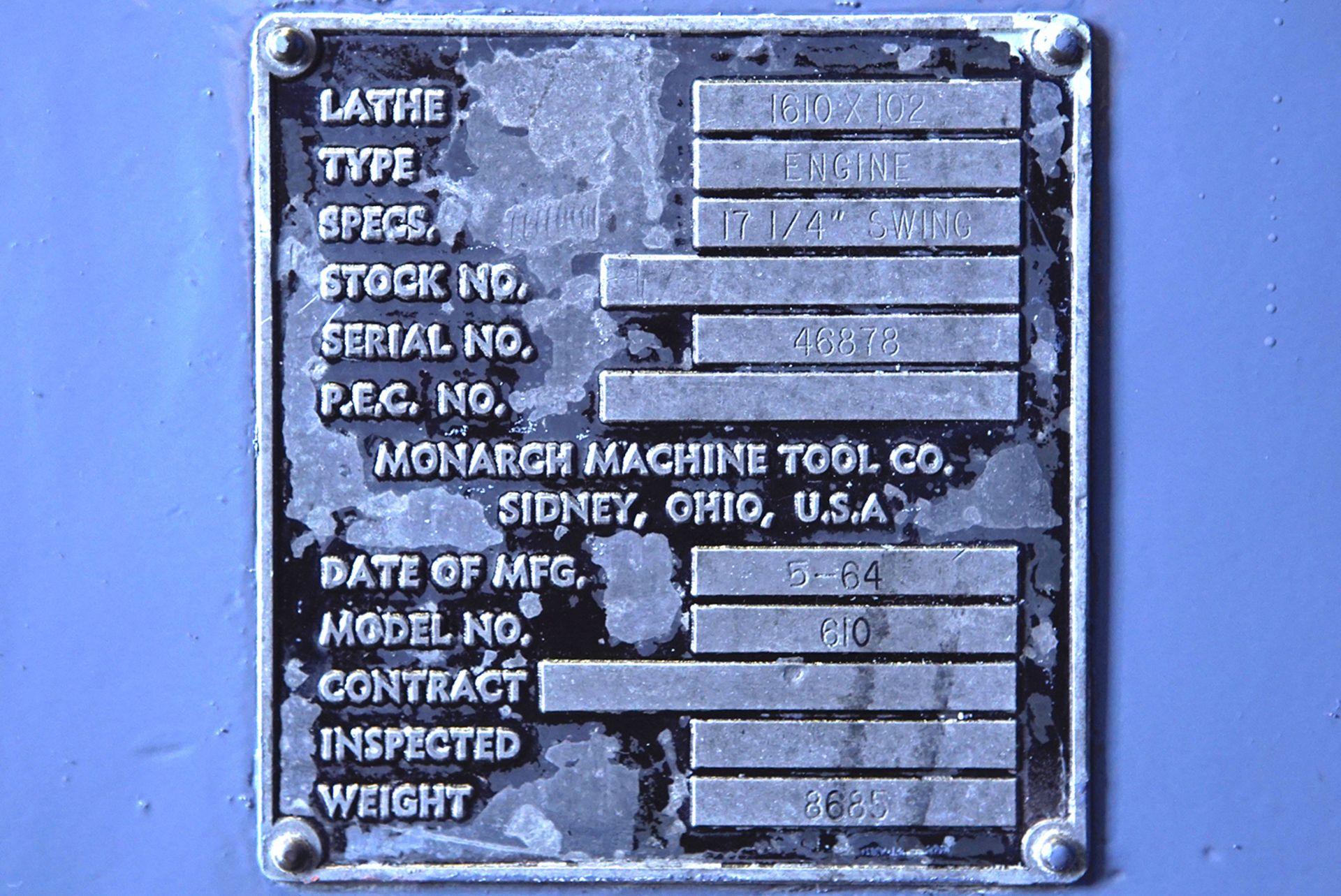 Monarch MDR610 Lathe, 16” x 102”, 3-Jaw Chuck, Taper Attachment (6430) - Image 10 of 10