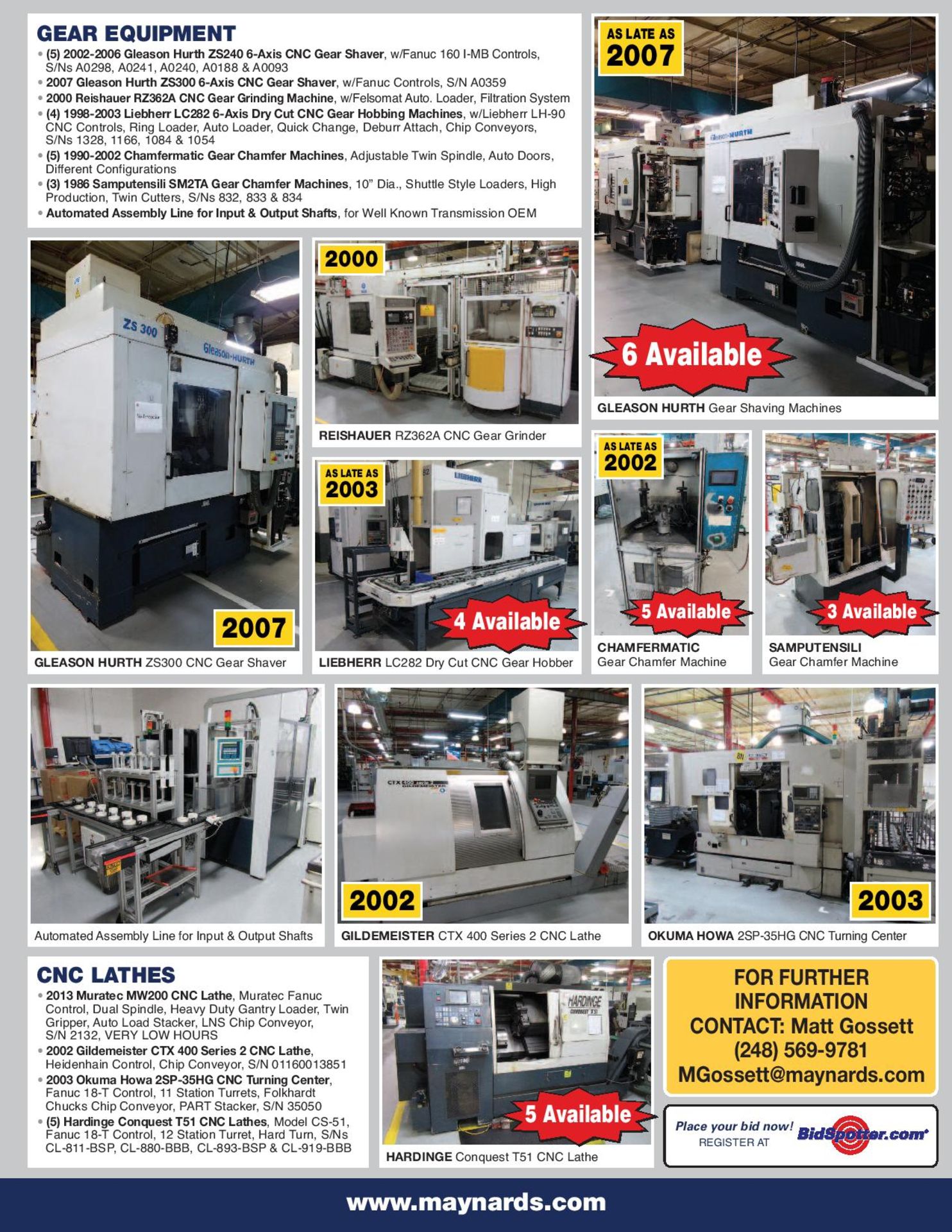 Full Catalog Coming! MAJOR TIER 1 AUTOMOTIVE SUPPLIER - GEAR AND MACHINING MANUFACTURING FACILITY - Image 2 of 4