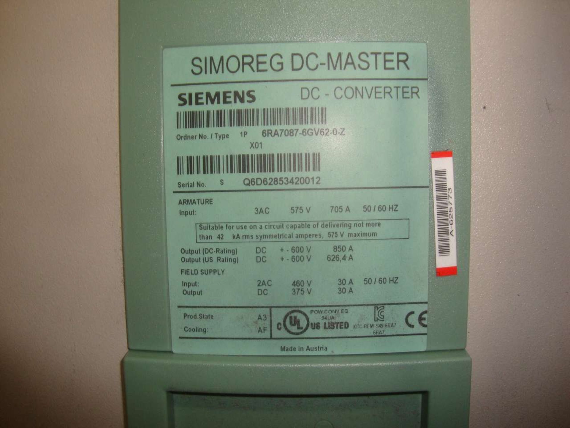 Siemens 6RA7087-6GV62-0-Z DC Converter - Image 2 of 2