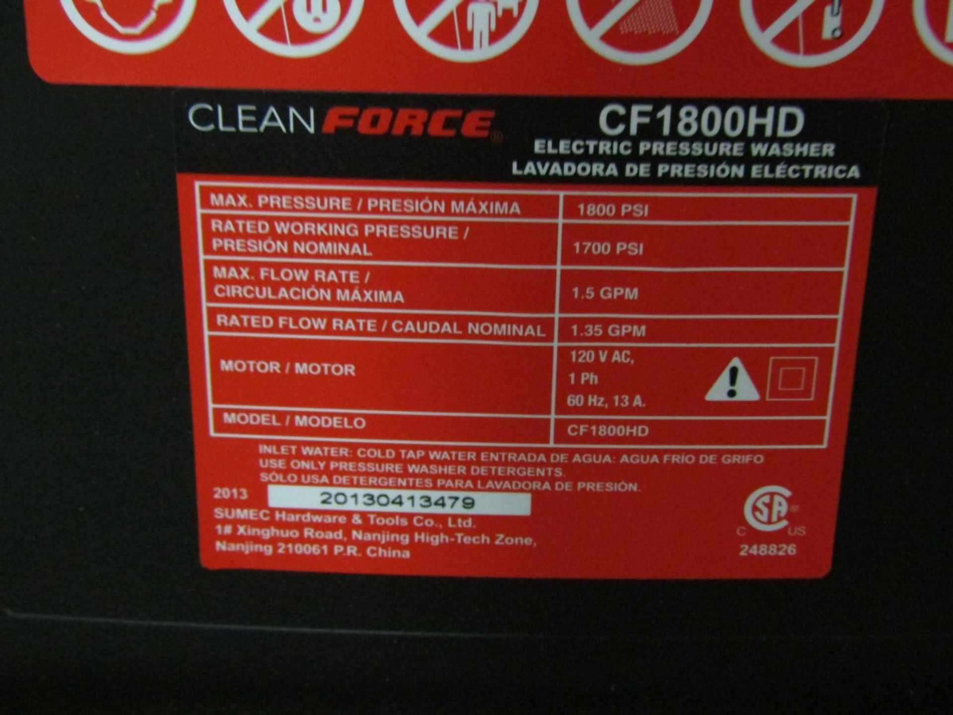 Clean Force CF1800HD Electric Pressure Washer - Image 3 of 3