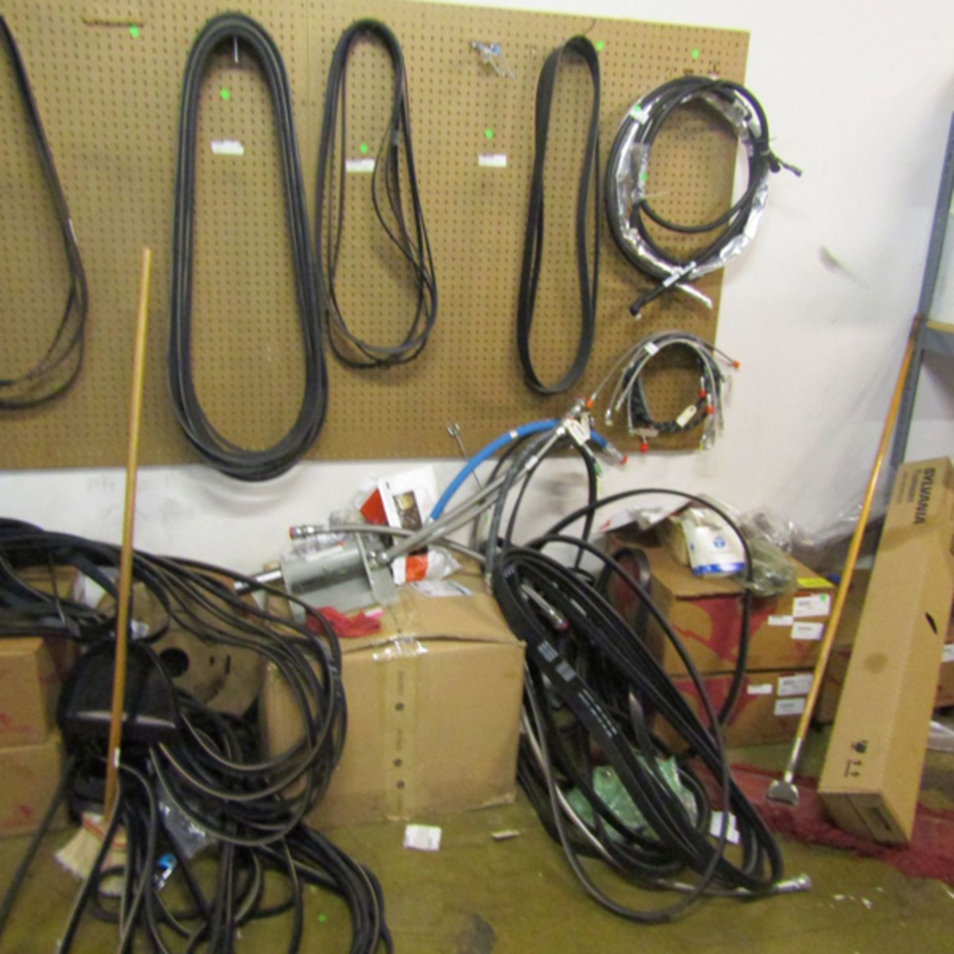 Lot of Assorted Spare Parts to Include: Misc. Belts & Bus Replacement Seats (Parts Room), Located