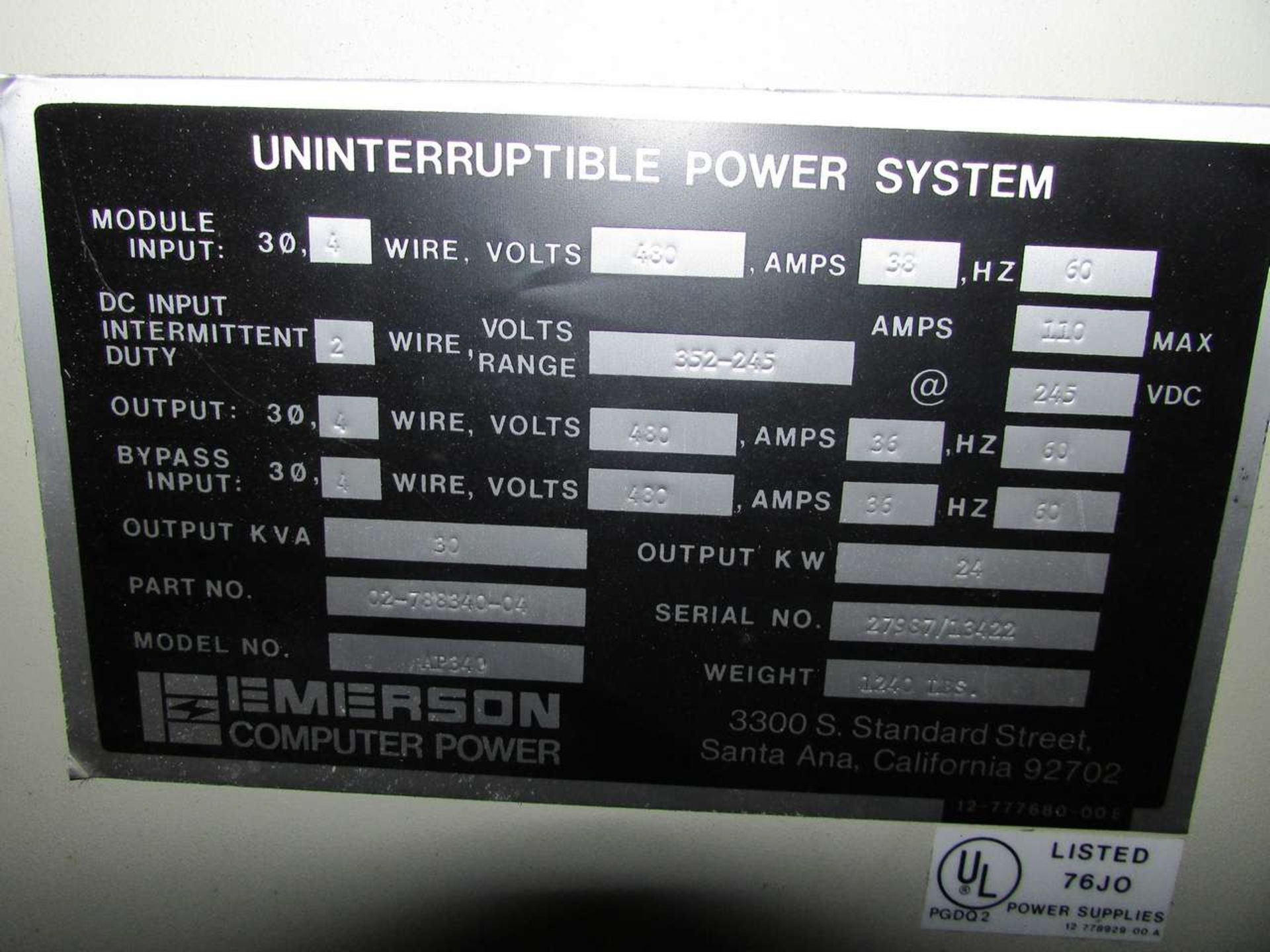 Emerson AP340 Uninterruptible Power System - Image 12 of 12