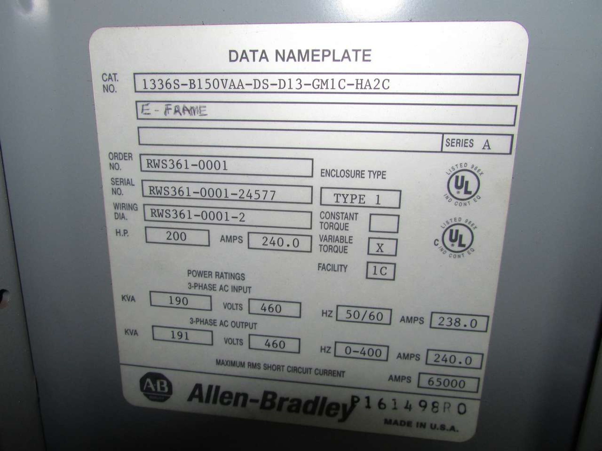 Allen Bradley 1336S-B150VAA-DS-D13-GM1C-HA2L 2000HP Variable Frequency AC Drive Cabinet - Image 7 of 9