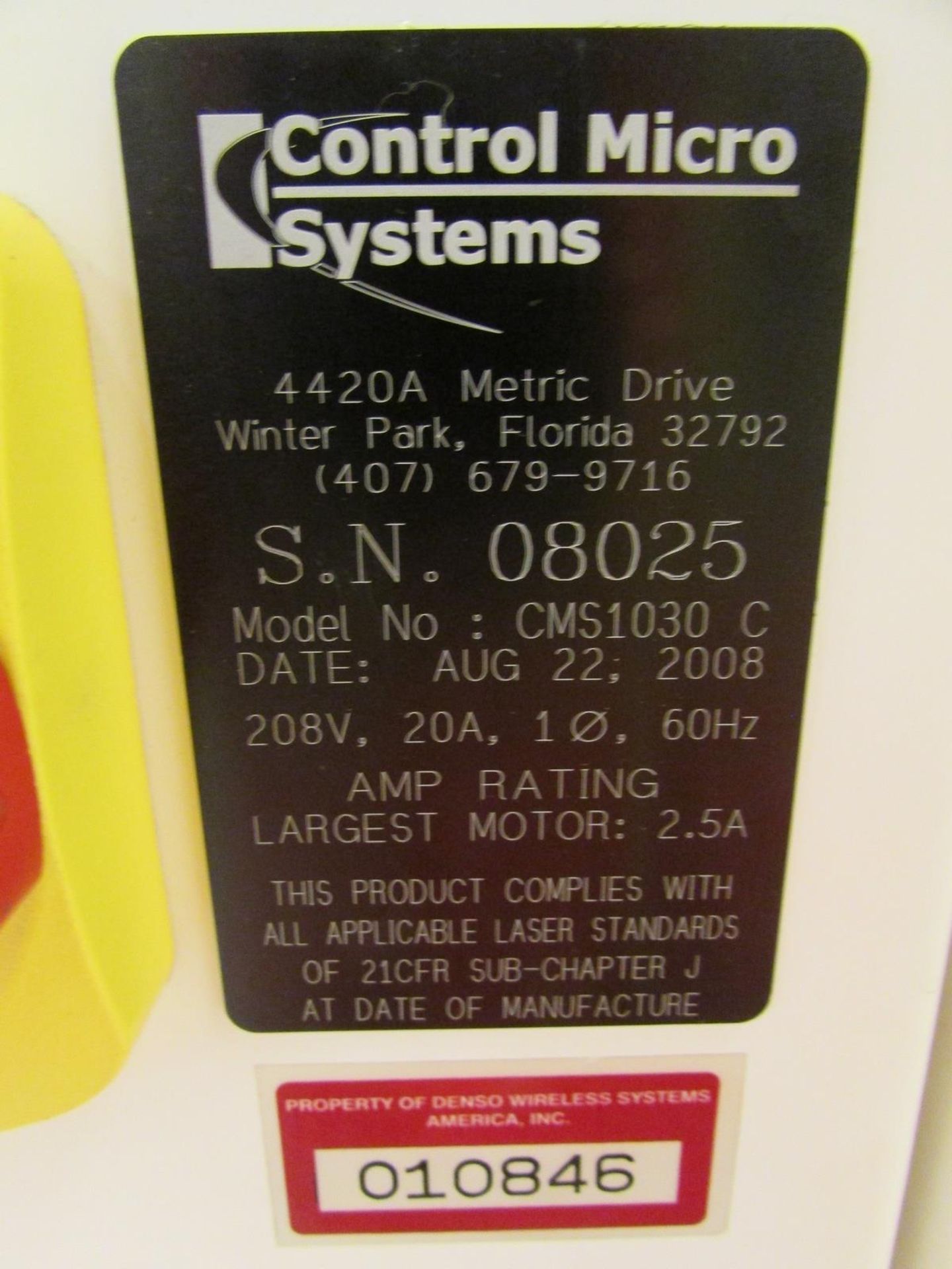 2008 Control Micro Systems CMS1030 C PCB Laser Marking System with Simplimatic Automation 2011 - Image 11 of 11