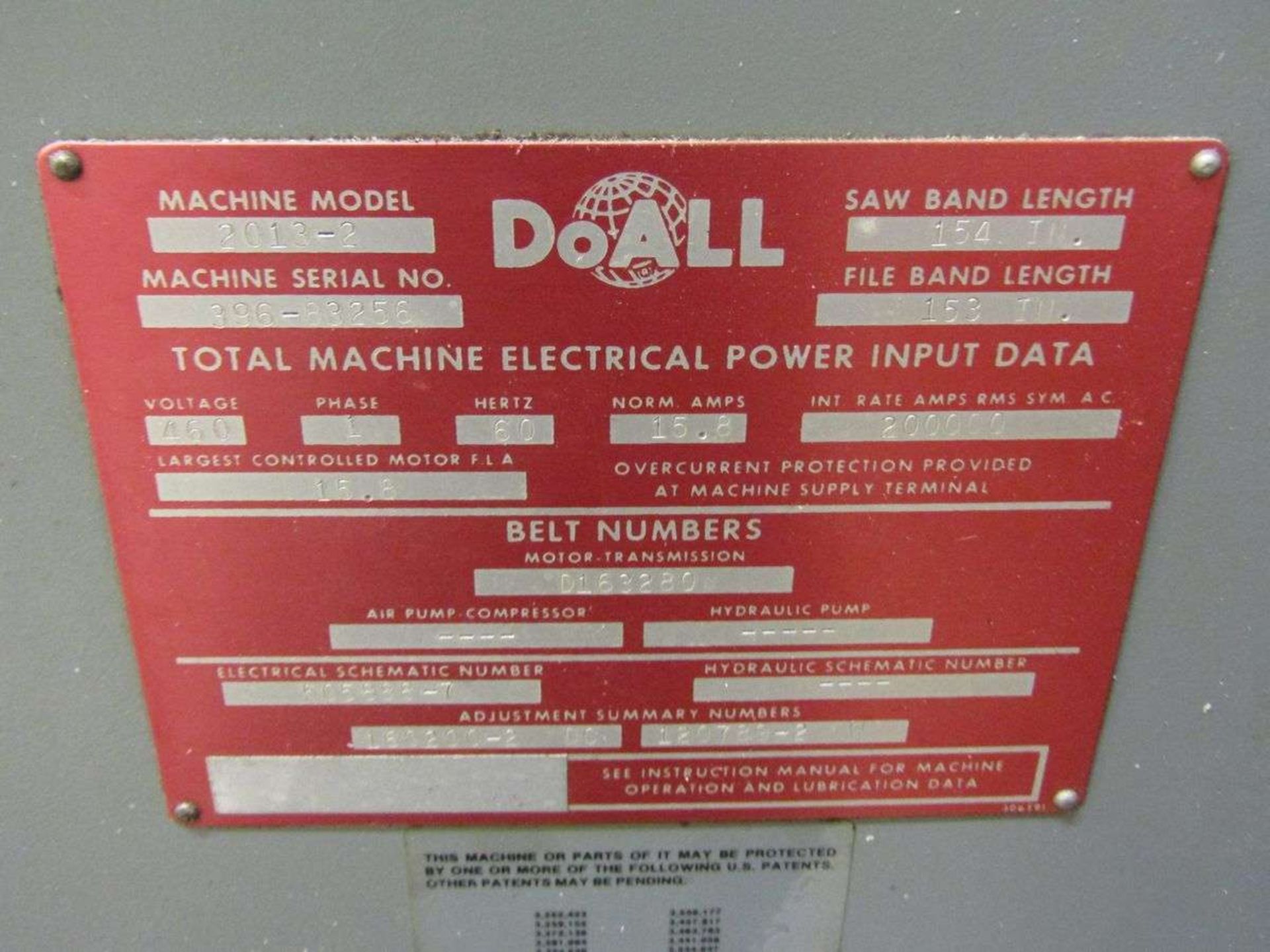 DoAll 20" Vertical Band Saw, Model 2013-2 - Image 7 of 7