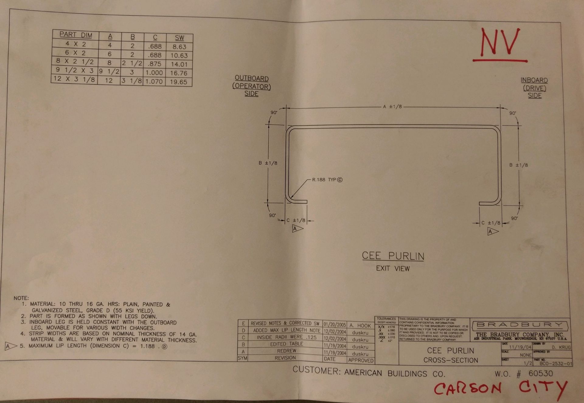 Bradbury Side by Side Purlin Rollformer (New 1997), Mdl: 425, 12 Stands on "CEE" Channel Side, 12 - Image 3 of 27