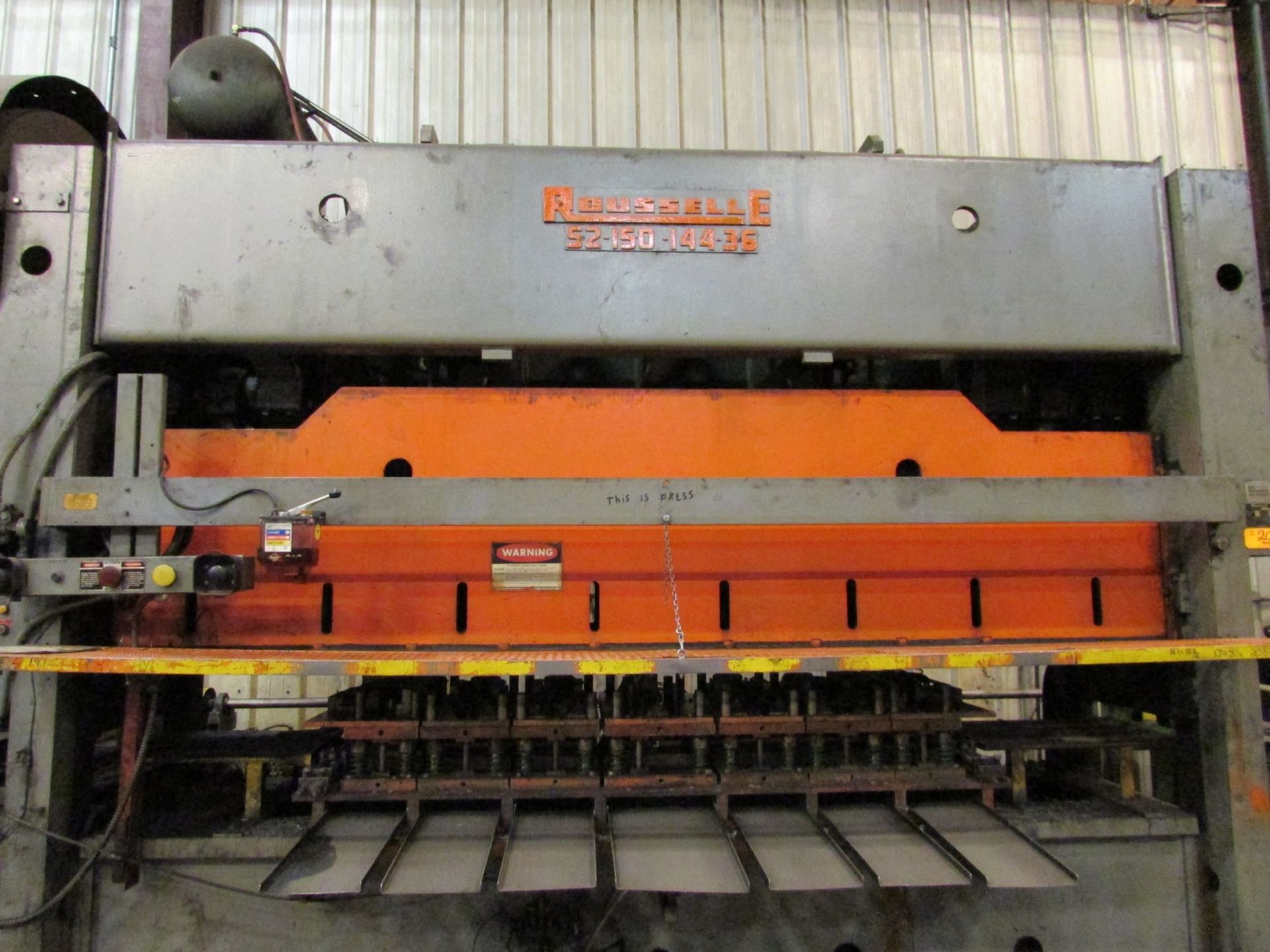 Rousselle 150 Ton Straight Side Press, Mdl: S2-150-144-36, Bed: 12' L to R, 3' F to B, 4" Stroke, - Image 8 of 13