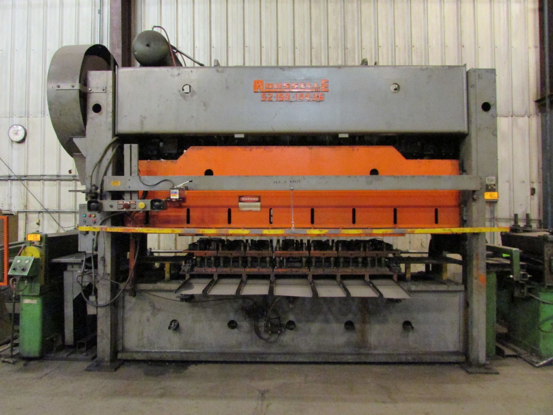 Rousselle 150 Ton Straight Side Press, Mdl: S2-150-144-36, Bed: 12' L to R, 3' F to B, 4" Stroke,