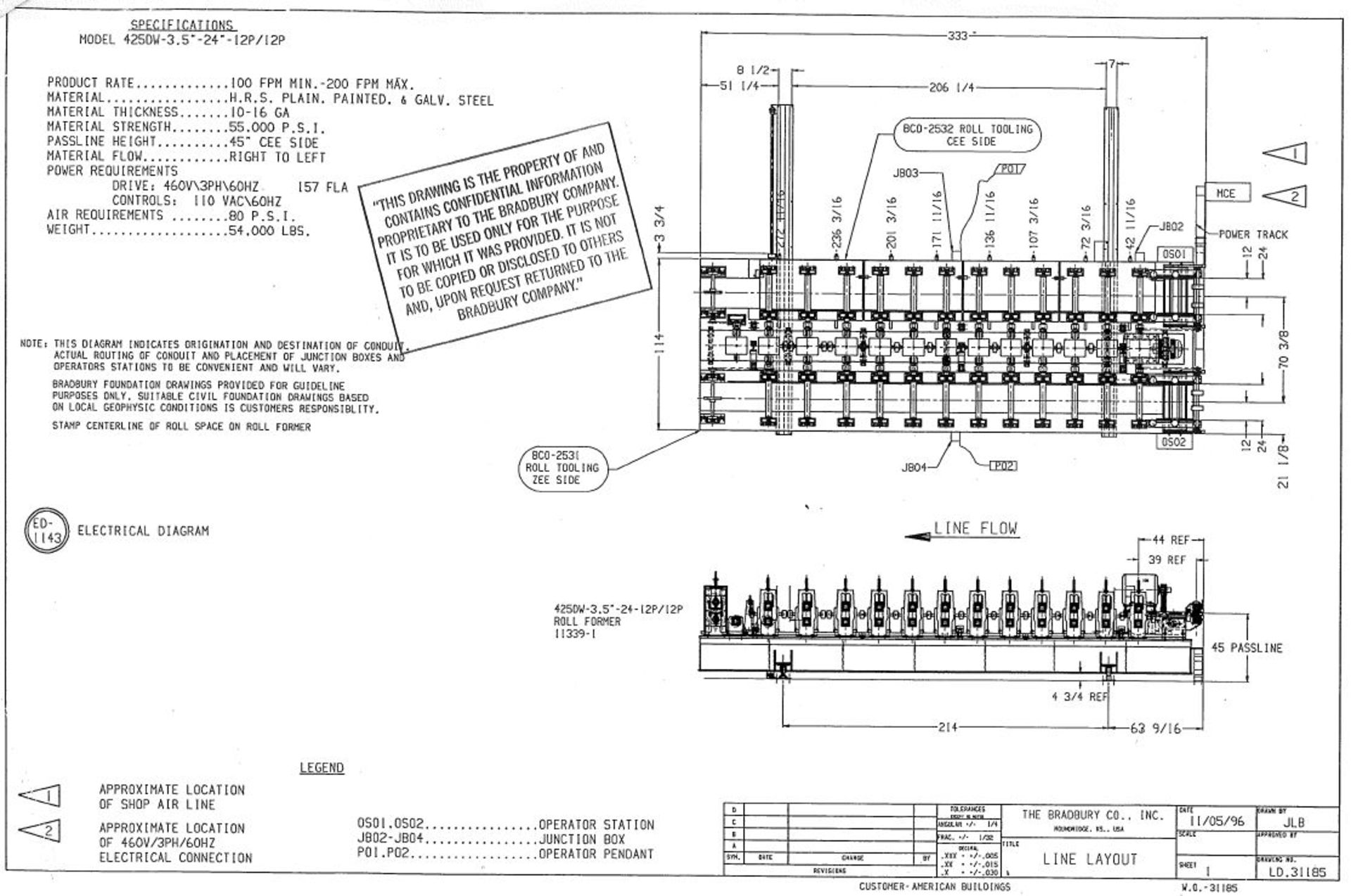 Bradbury Side by Side Purlin Rollformer (New 1997), Mdl: 425, 12 Stands on "CEE" Channel Side, 12 - Image 2 of 27