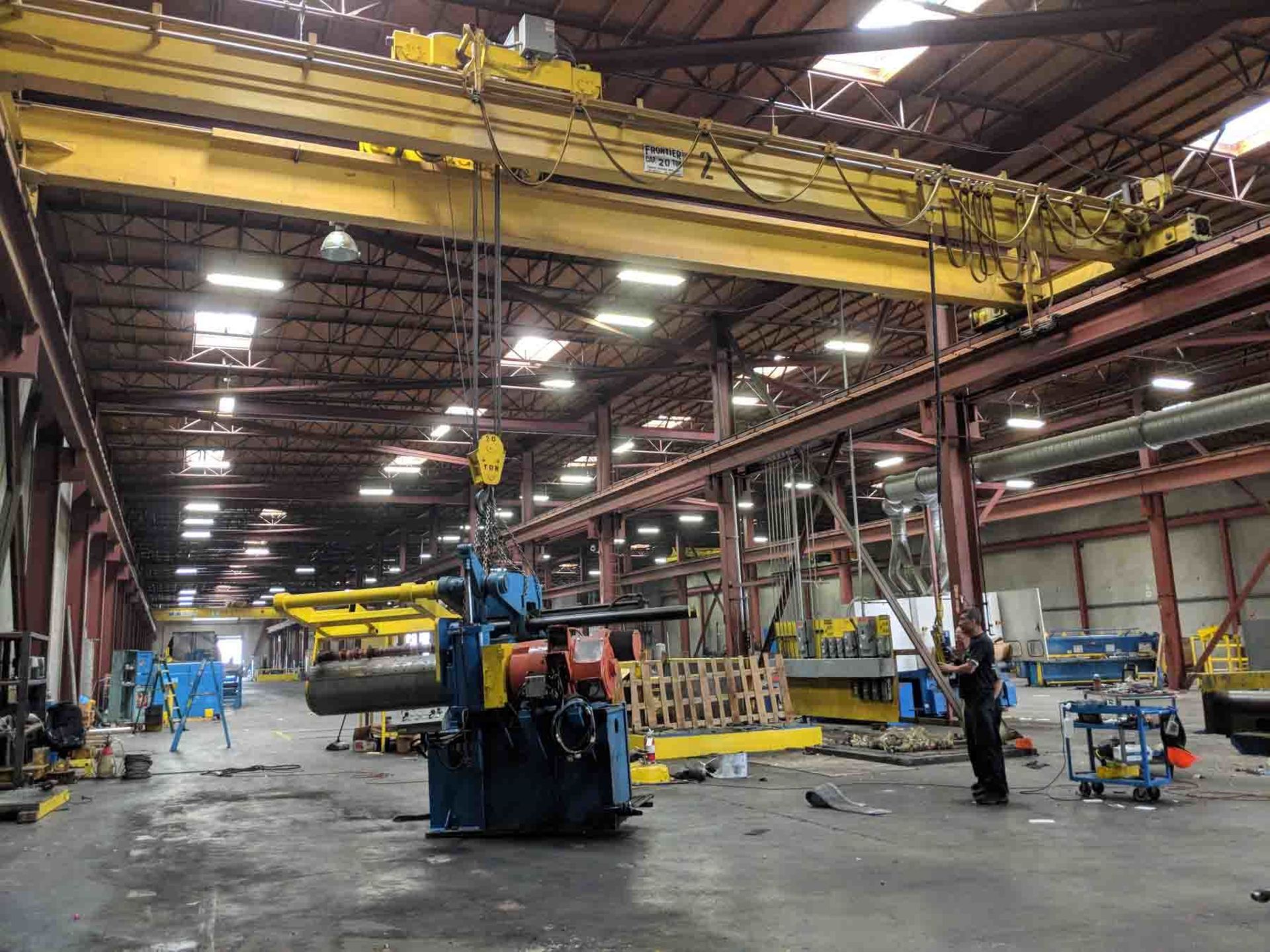 20 Ton x 42 Frontier Double Girder Top Riding Overhead Bridge Crane, 20' 1” Lift Height, Variable