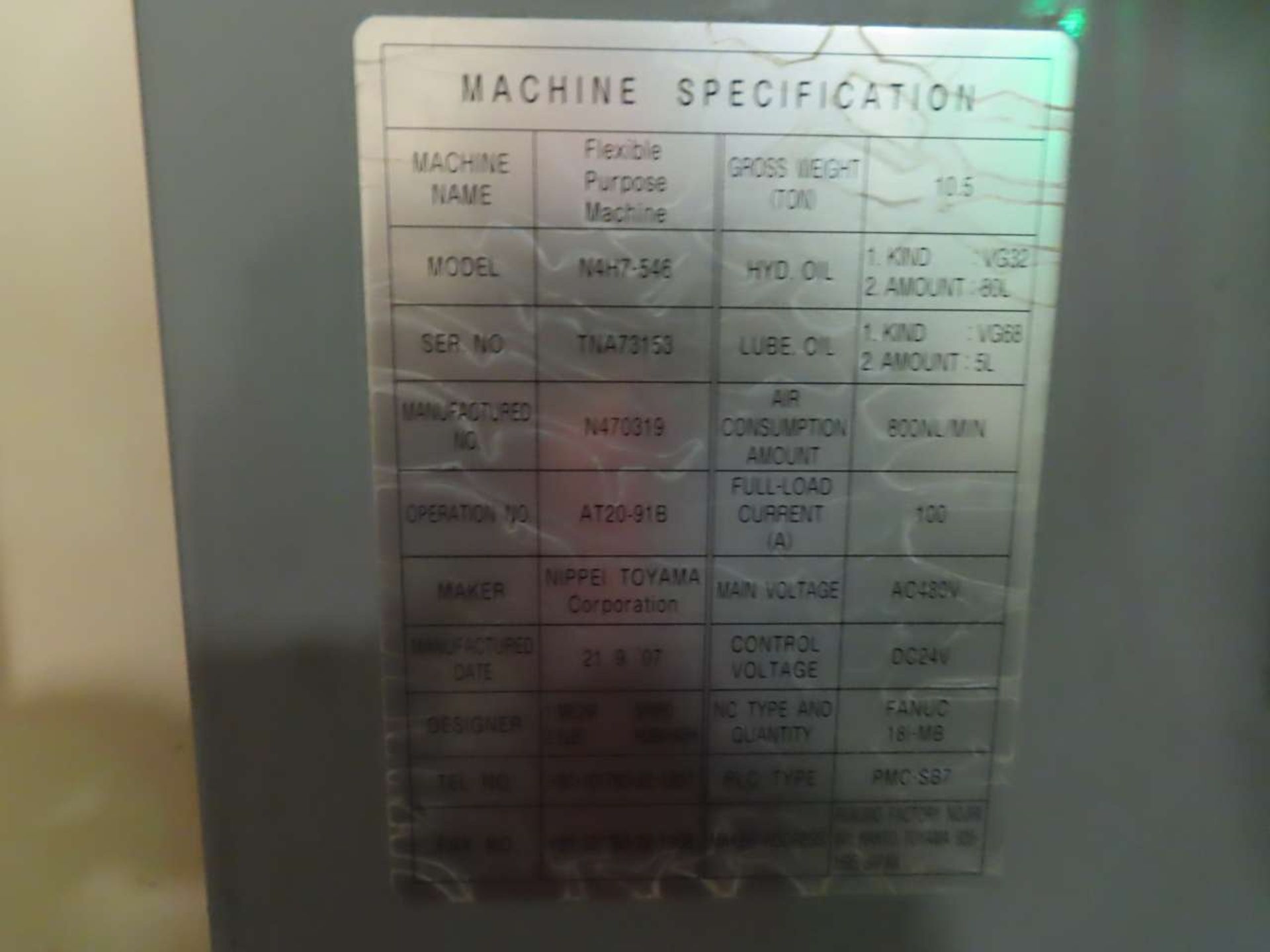 2007 NTC N4H7-546 CNC Horizontal Machining Center - Image 3 of 10