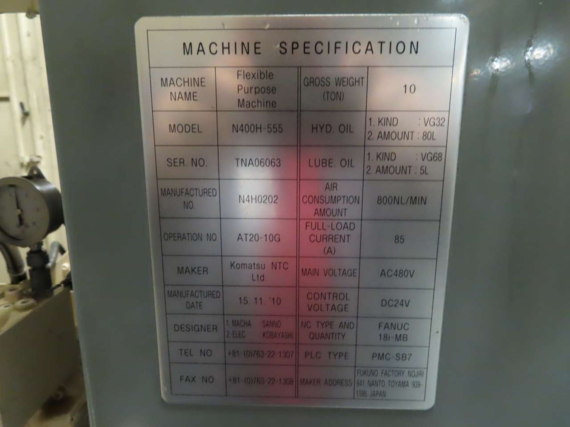 2010 NTC 400H-555 CNC Horizontal Machining Center - Image 2 of 7