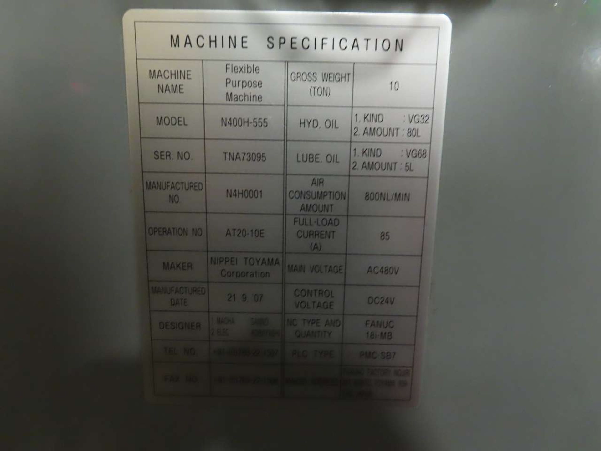 2007 NTC 400H-555 CNC Horizontal Machining Center - Image 3 of 13