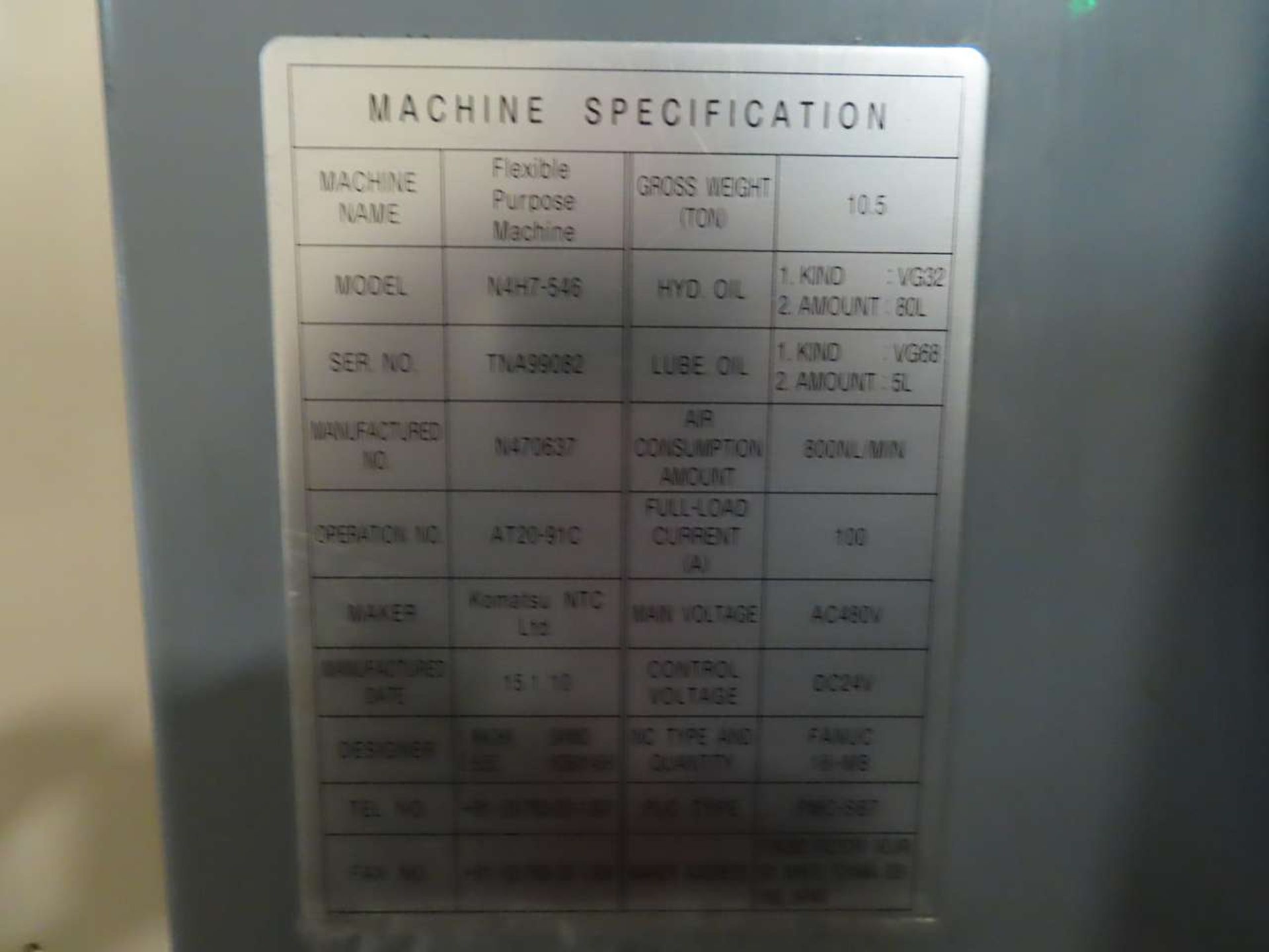 2010 NTC N4H7-546 CNC Horizontal Machining Center - Image 3 of 9