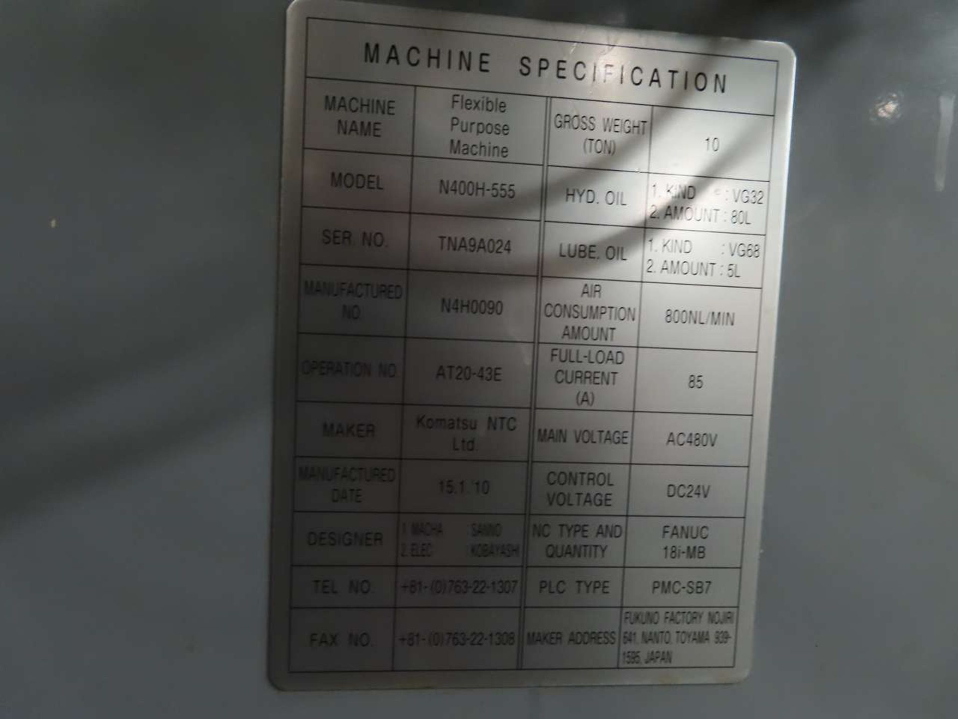 2010 NTC 400H-555 CNC Horizontal Machining Center - Image 2 of 10