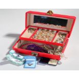 Jewellery box, containing a quantity of rings, necklaces ring boxes, etc, (qty)