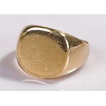 9 carat gold signet ring, 8.6 grams