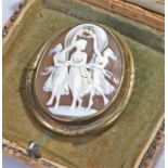 Victorian cameo brooch, with three figures