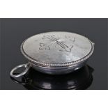 George V silver travelling Holy Communion Pyx Wafer Box, London 1914 maker F.M.C Frank Morton