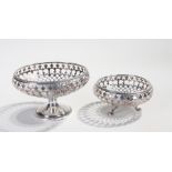 Two silver bonbon dishes, the first London 1912, Goldsmiths & Silversmiths Company, the pierced