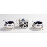 Matched pair of Victorian silver salts, London 1878 and London 1874, maker Daniel & Charles Houle,