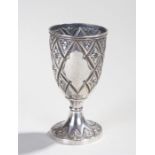 Victorian silver chalice, London 1862, maker George Angell, the cup with rosettes set with