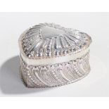 Victorian silver box, London 1899, maker William Richard Corke, in the form of a heart with a