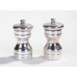 Pair of Elizabeth II silver pepper grinders, Birmingham 1982 maker S J Rose & Son, of baluster form,