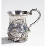 Victorian silver mug, London 1869, maker Edward Charles Brown, the muf of waisted form with flower